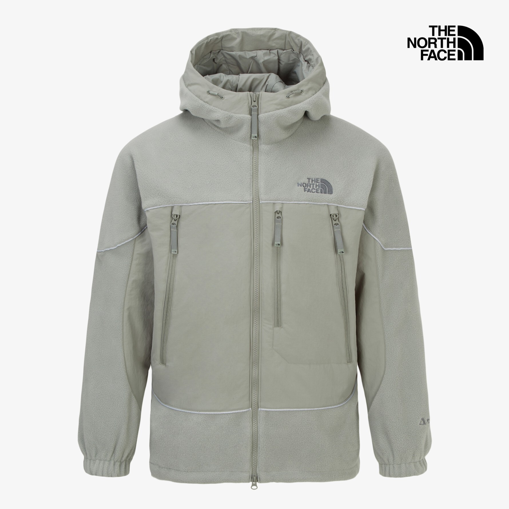 【OWN】The North Face 連帽外套 拼接 抓絨 填充 保暖 秋冬 男女通用 灰綠 奶白 磚紅