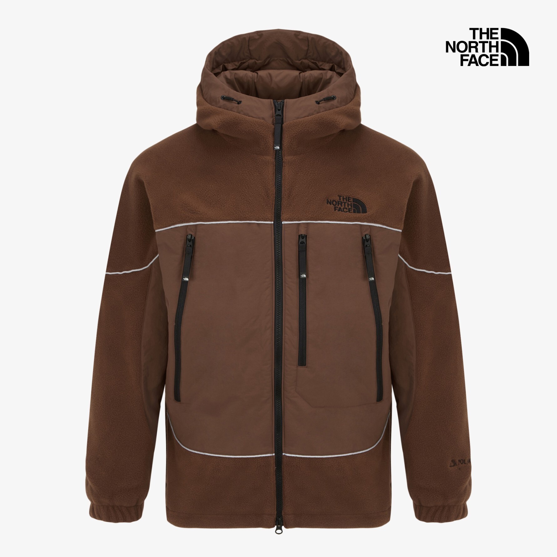 【OWN】The North Face 連帽外套 拼接 抓絨 填充 保暖 秋冬 男女通用 灰綠 奶白 磚紅