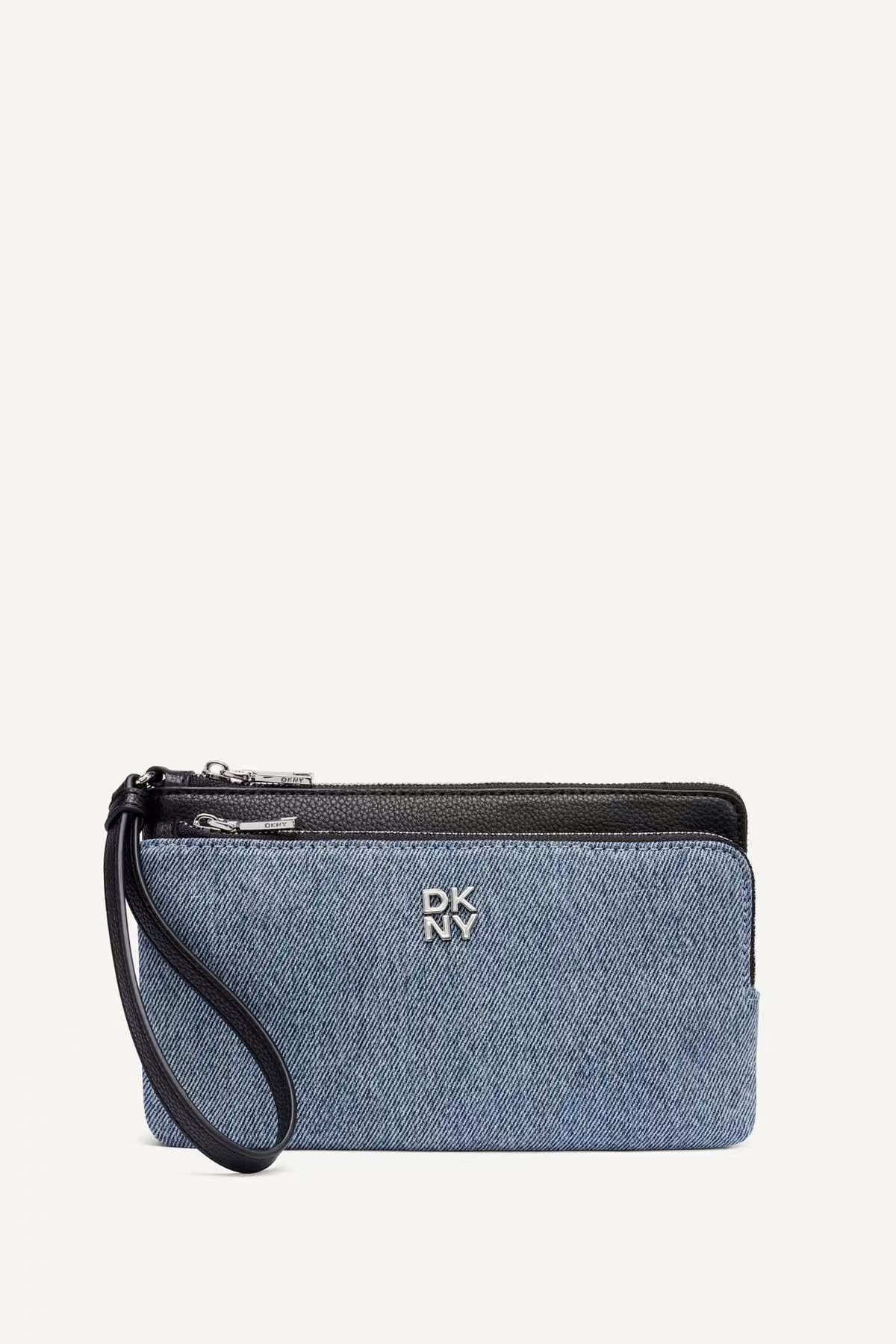 【預購】DKNY N100919 雙拉鏈手拿包 (藍色)