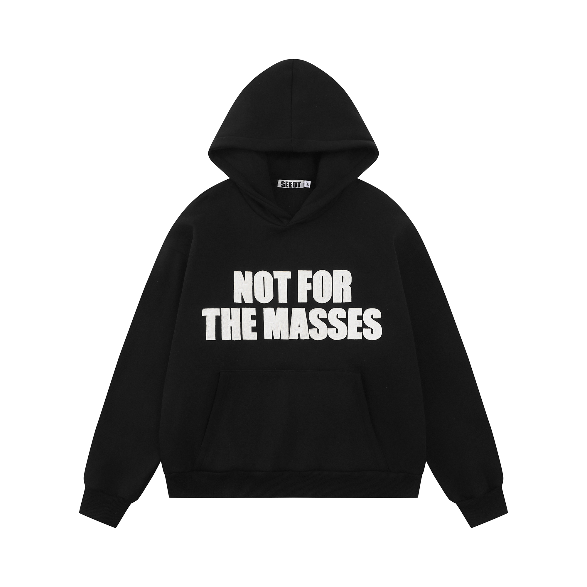 《S.V》美式街頭 NOT FOR THE MASSES 字母貼布長袖帽T