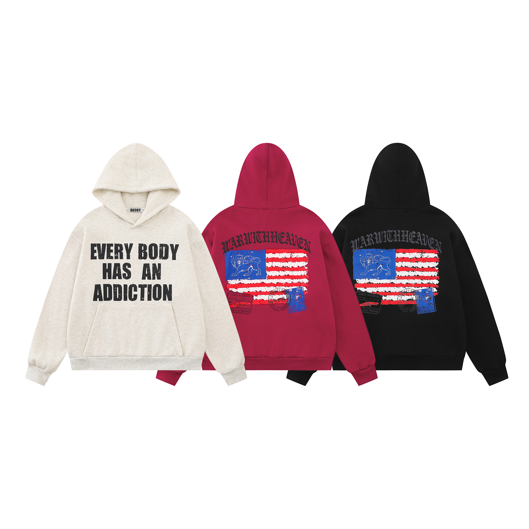 《S.V》EVERY BODY國旗印花長袖帽T