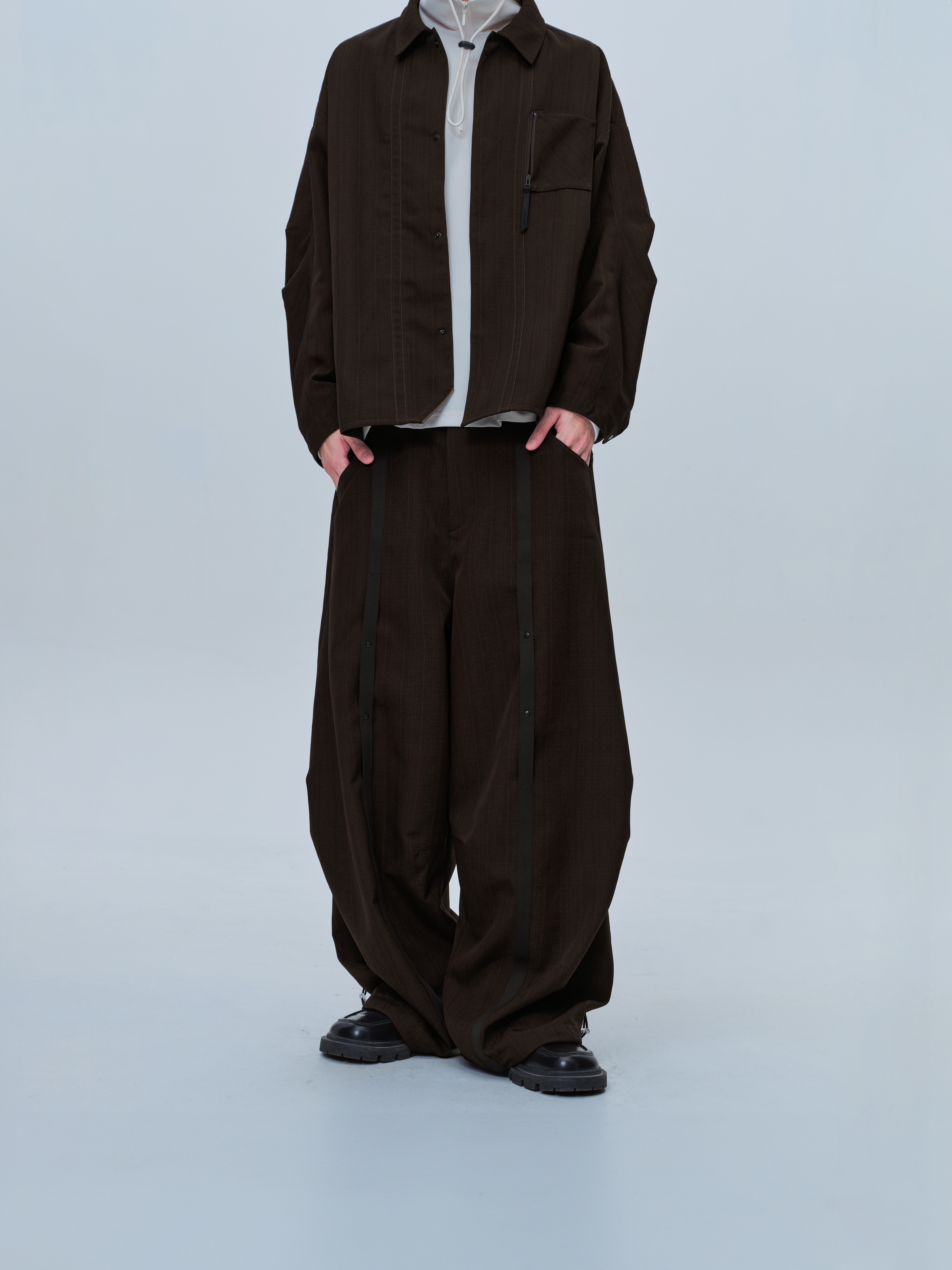 GOOPiMADE PX-3S 條紋織帶長褲 - Brown