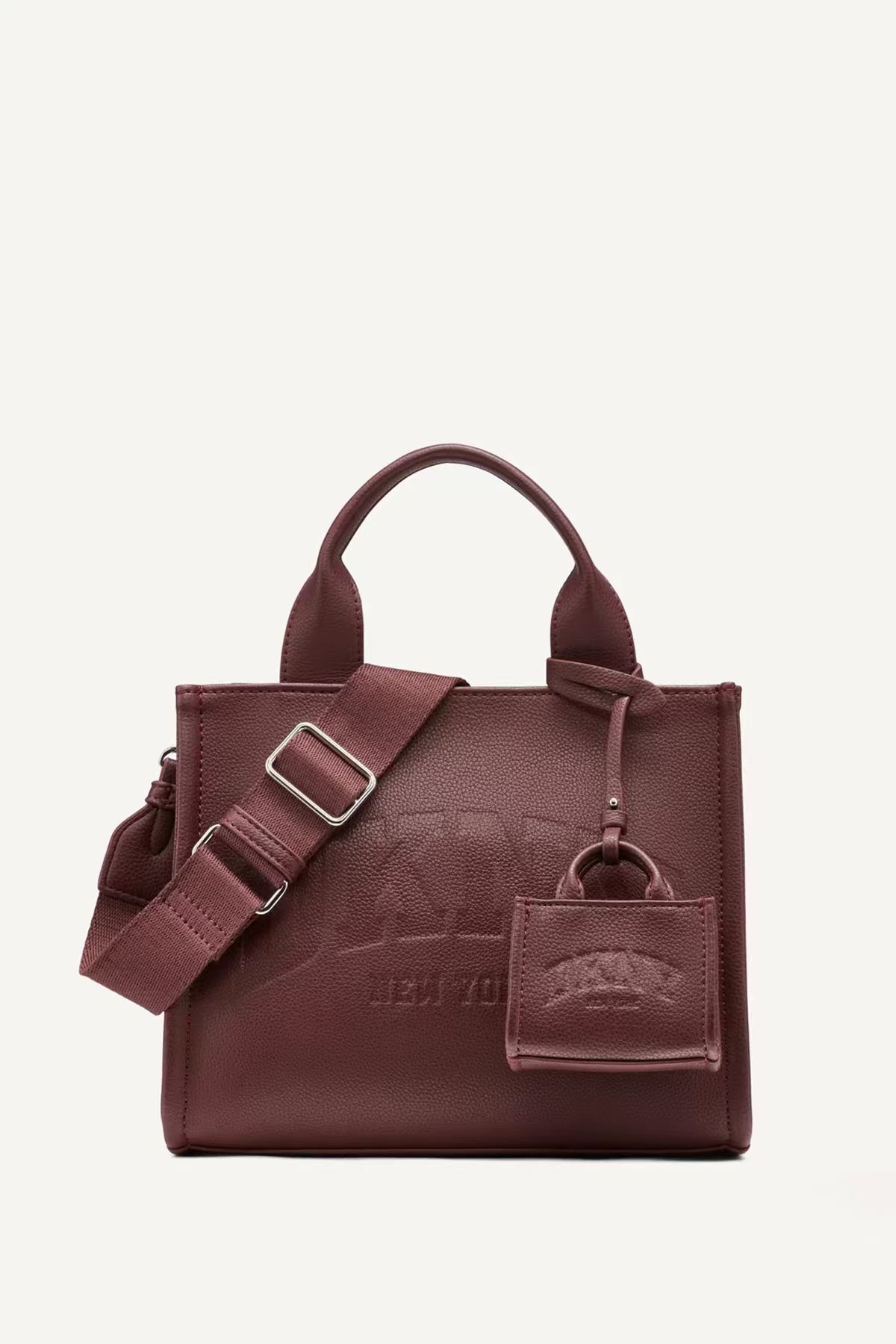 【預購】DKNY N100928 HADLEE 小號標識托特包 (酒紅色)