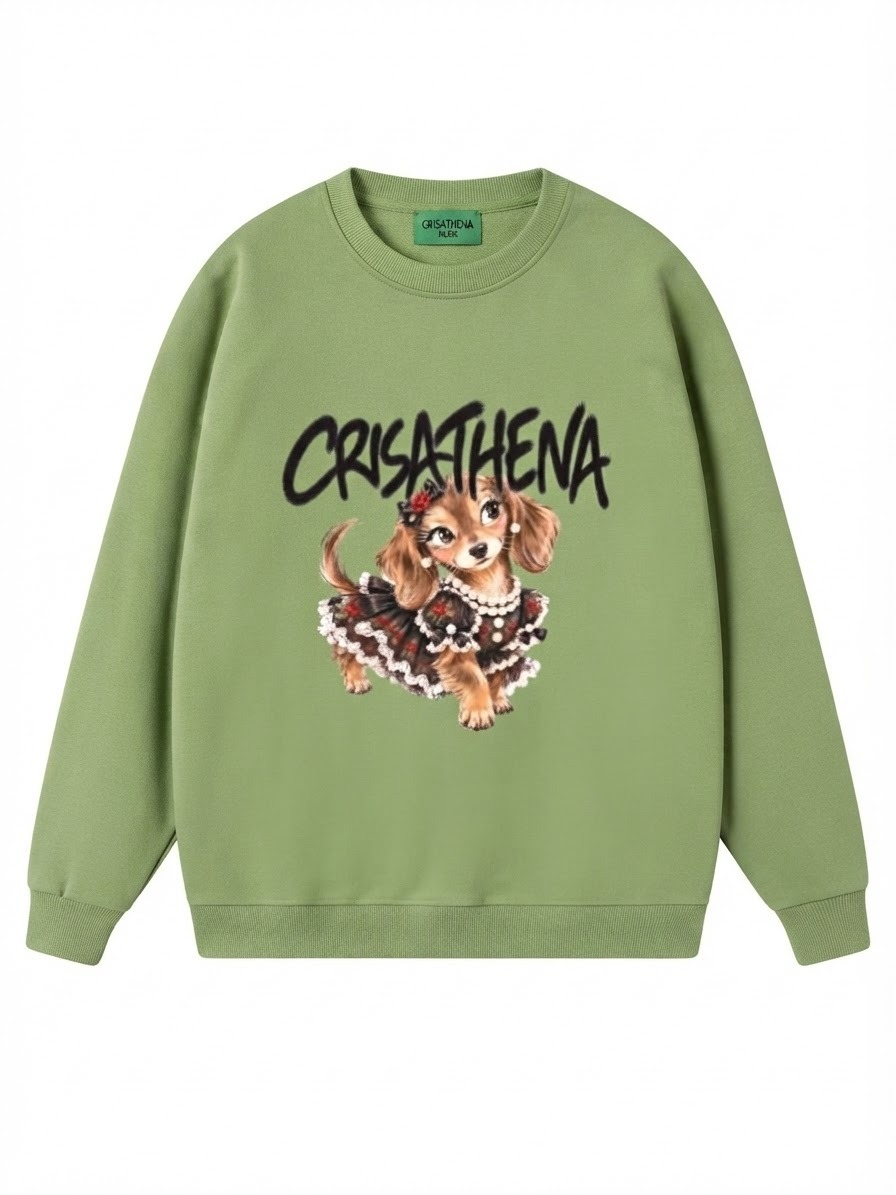1009CT140-CRISATHENA-FH-「小動物特別收藏款」狗狗圓領衛衣 (A140 綠色)