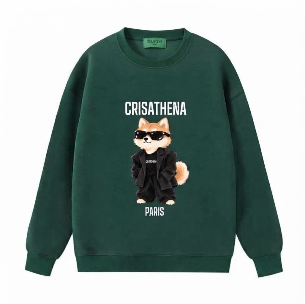 1009CT144-CRISATHENA-FH-「小動物特別收藏款」西裝狗狗圓領衛衣 (A144 綠色)