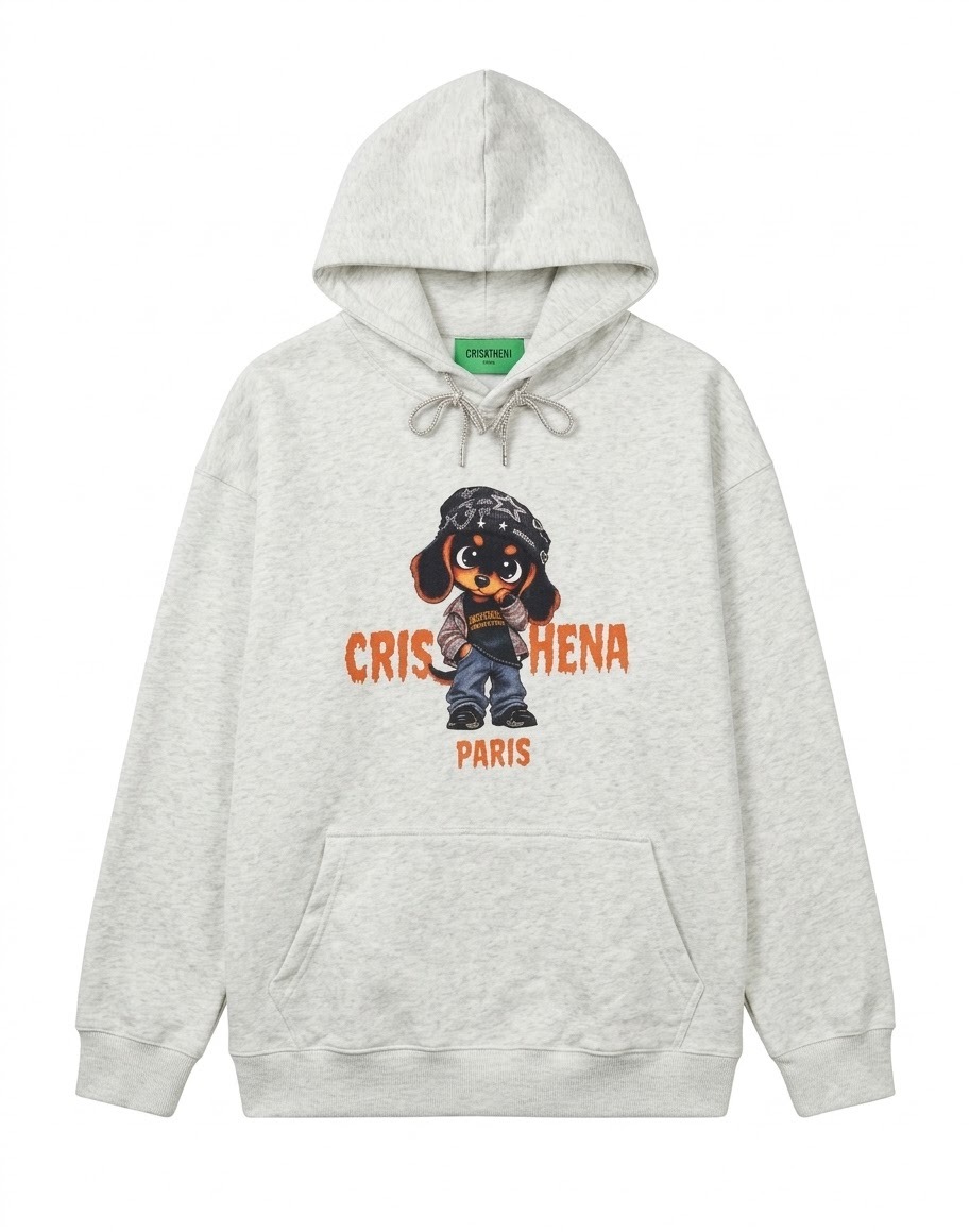 1009CT148-CRISATHENA-FH-「小動物特別收藏款」可愛小狗有帽衛衣 (A148 淺灰色)