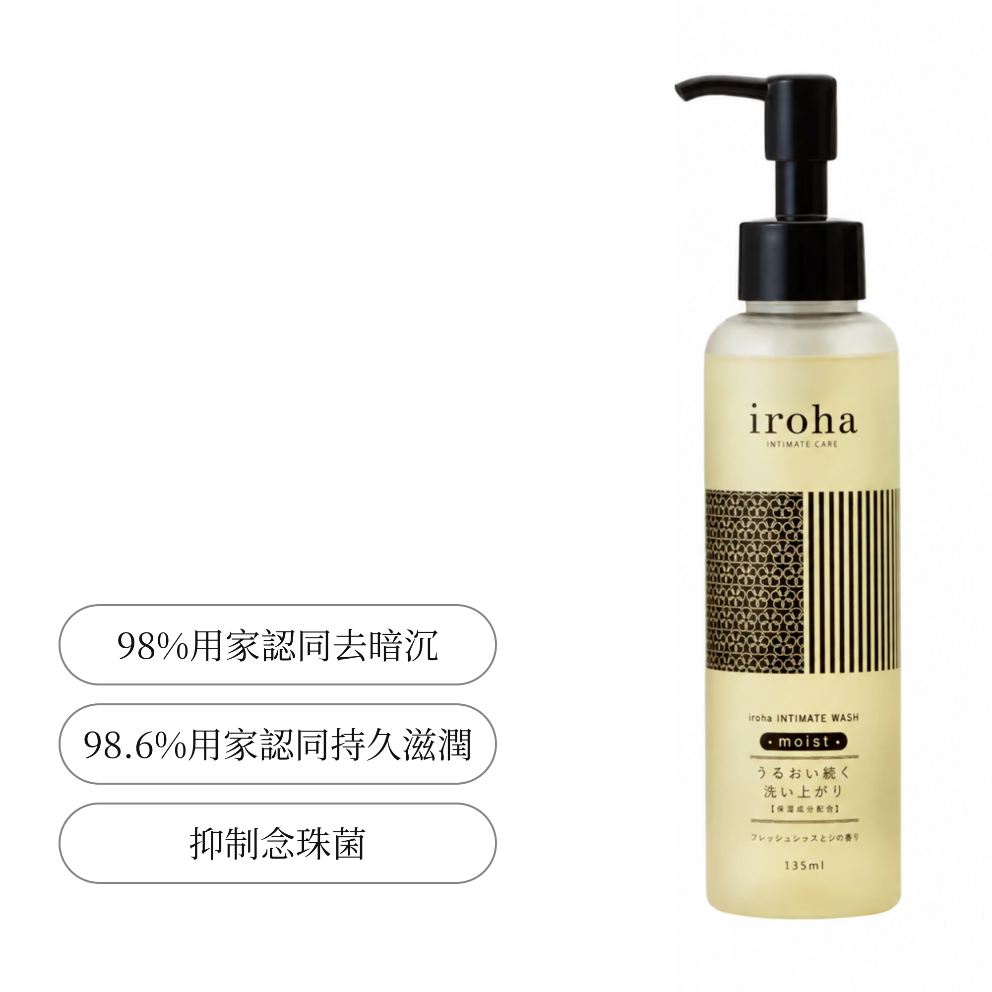 IROHA 女性弱酸私密抗菌潔淨凝露 Moist (135ml)  抑制異味 | 抗菌 | 舒緩痕癢不適