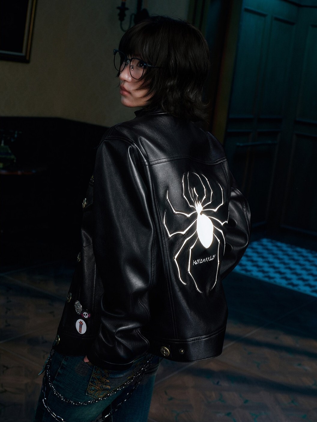 MEDM X Hunter × Hunter Collaboration Series: Phantom Troupe Spider-Man Lapel Leather Jacket