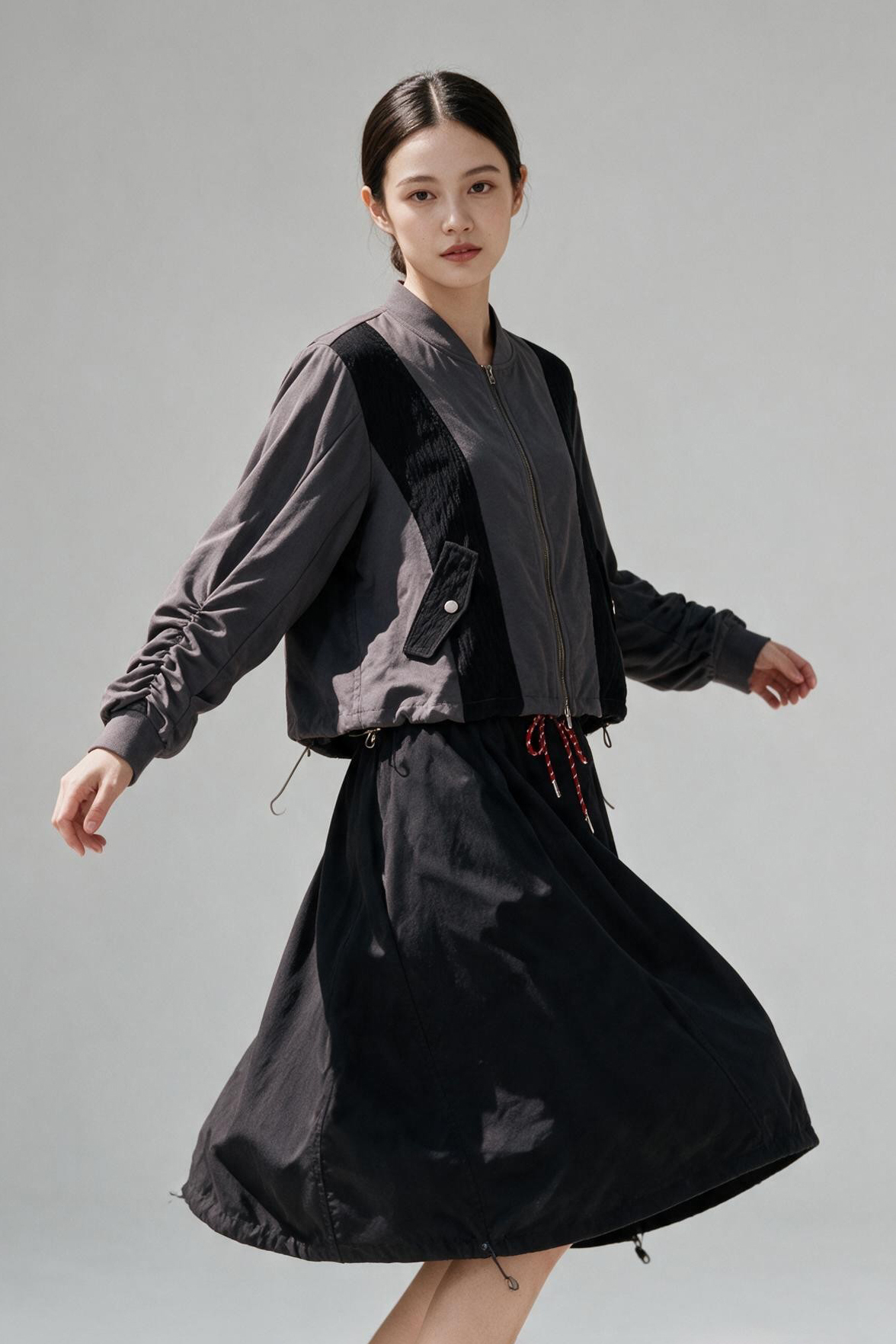 Premium Color-Block Ruched Jacket JK0213