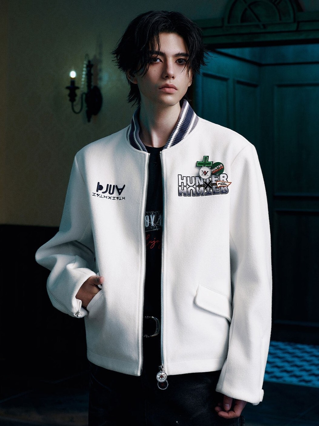 MEDM X Hunter × Hunter聯名系列 徽章毛呢 撞色刺繡夾克 外套