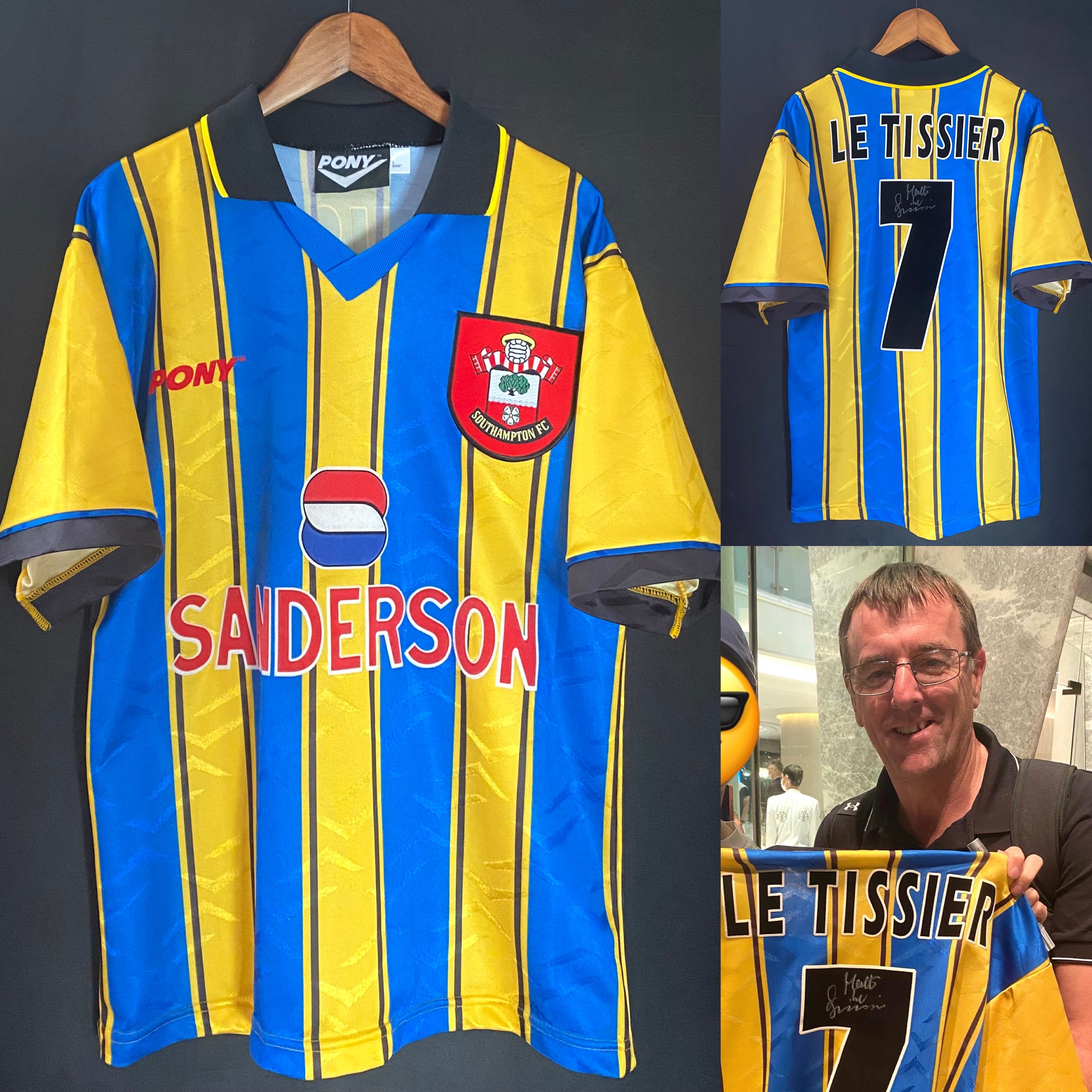 (Signed) Southampton 1995-1997 Pony Away Shirt #7 LE TISSIER