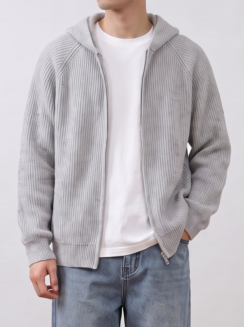 [1atm] Knit Casual Hooded Jacket project-083 design™ by 1atm