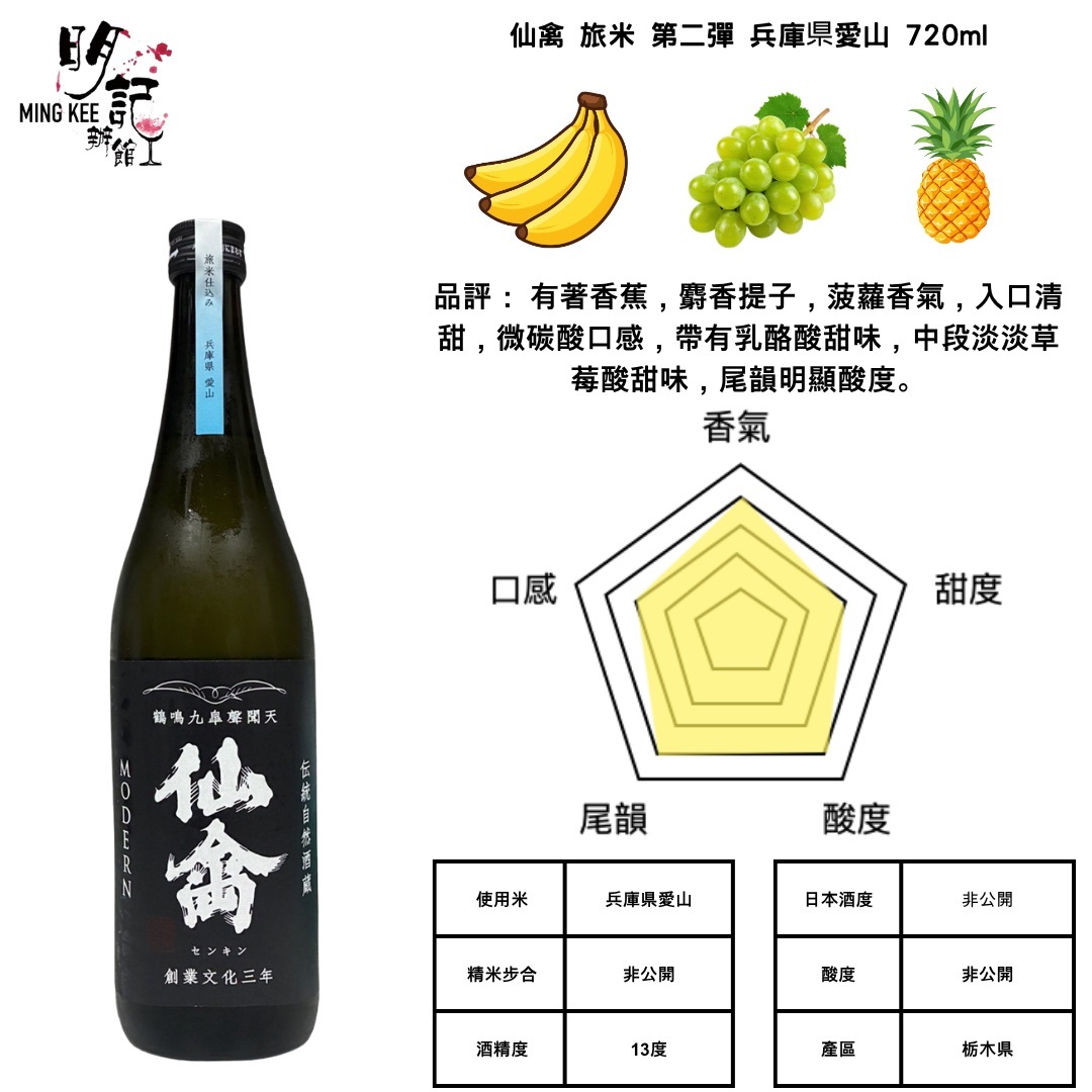 仙禽 旅米 第二彈 兵庫県 愛山 720ml