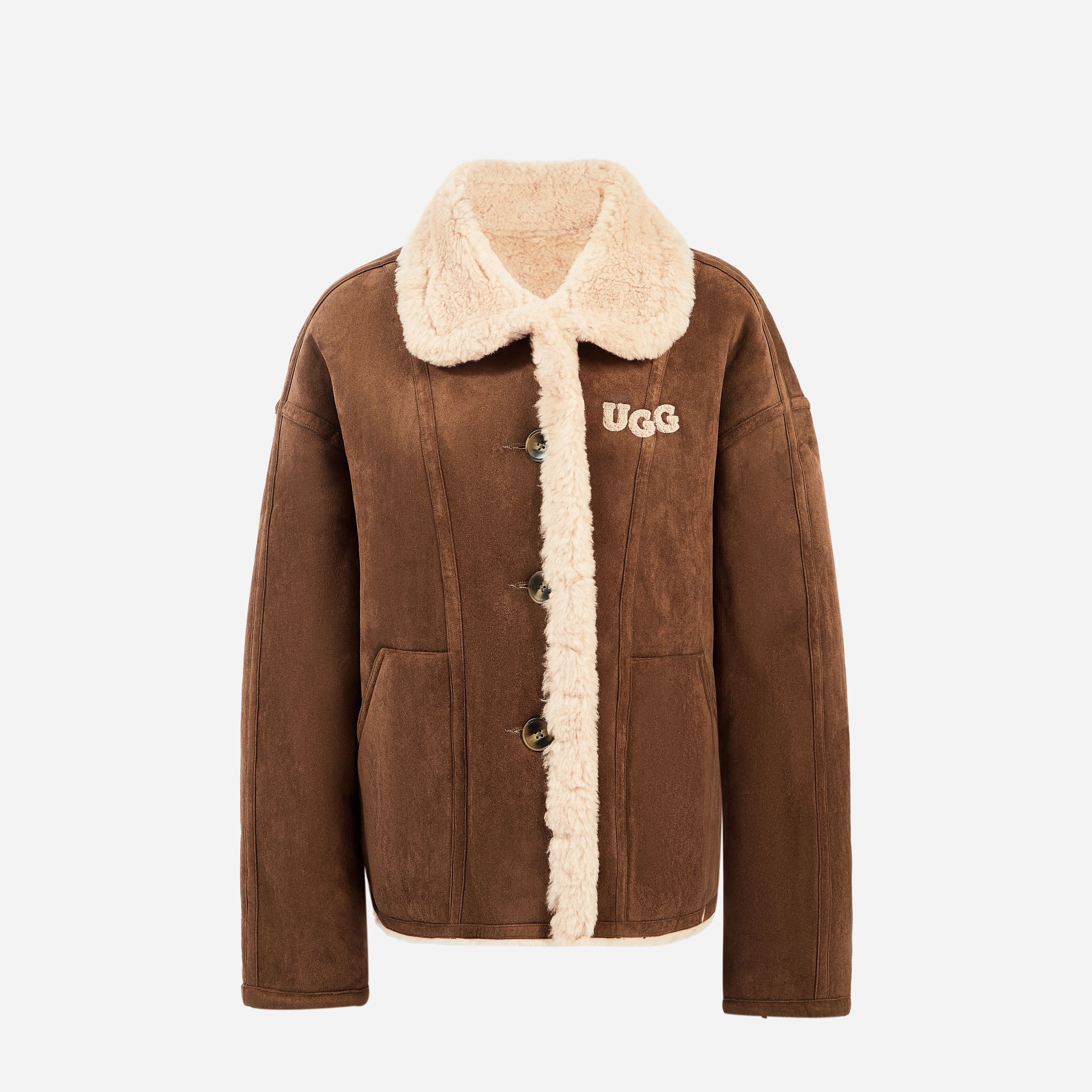 【2色入】UGG Ozlana 26AW Logo Reversible Shearling Coat