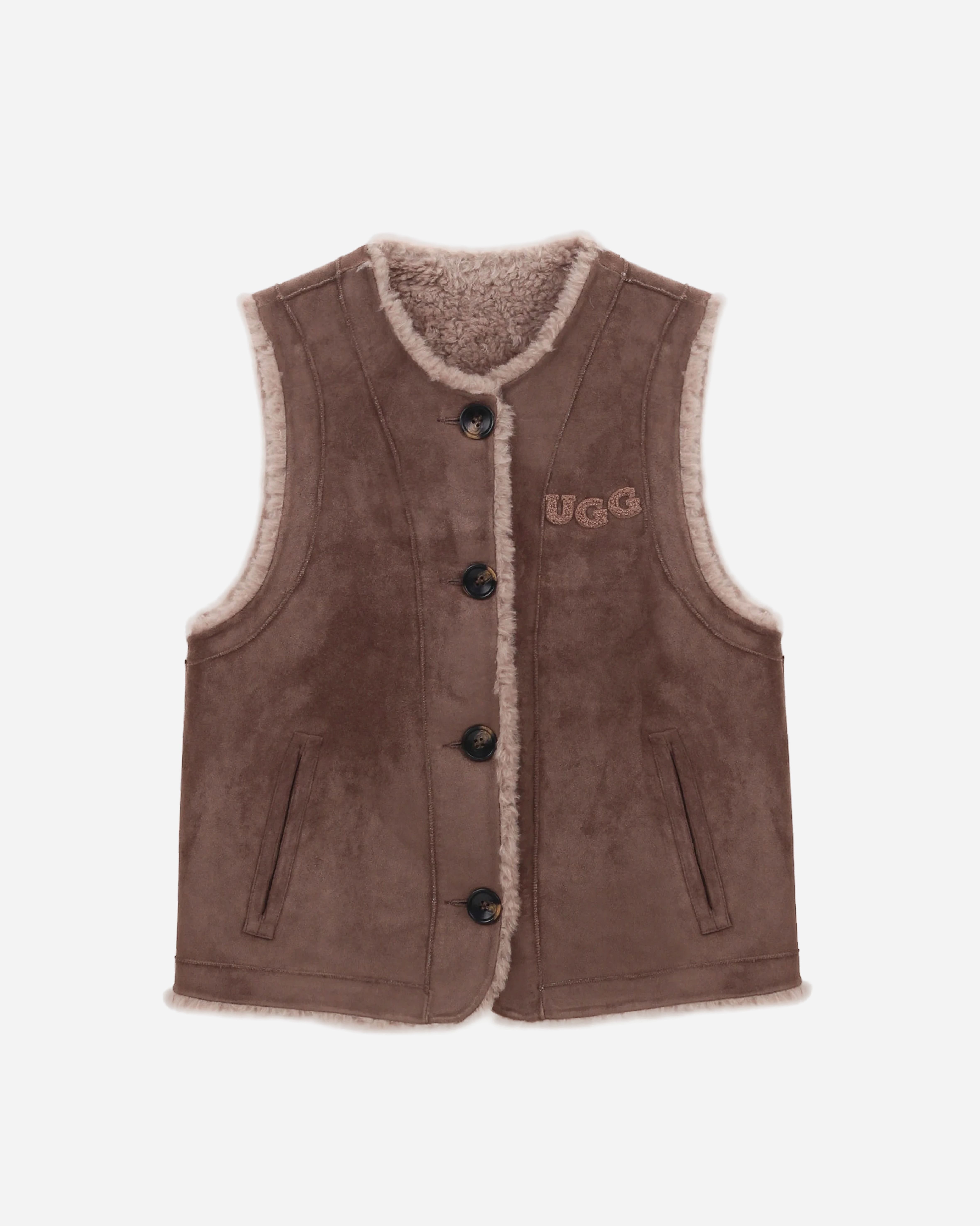 【3色入】UGG Ozlana 26AW Logo Longline Reversible Shearling Vest