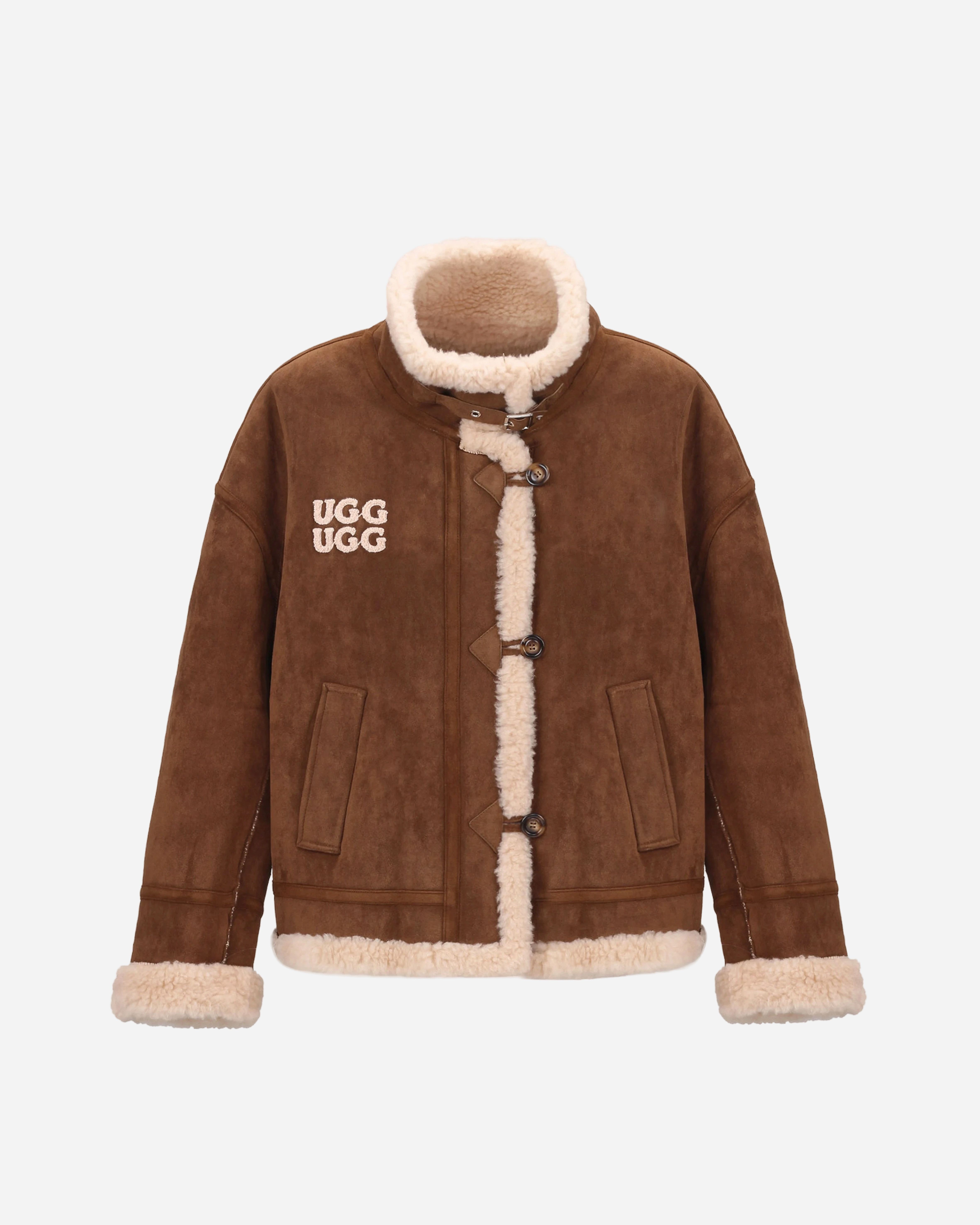 【2色入】UGG Ozlana 26AW Double Logo Short Reversible Shearling Jacket