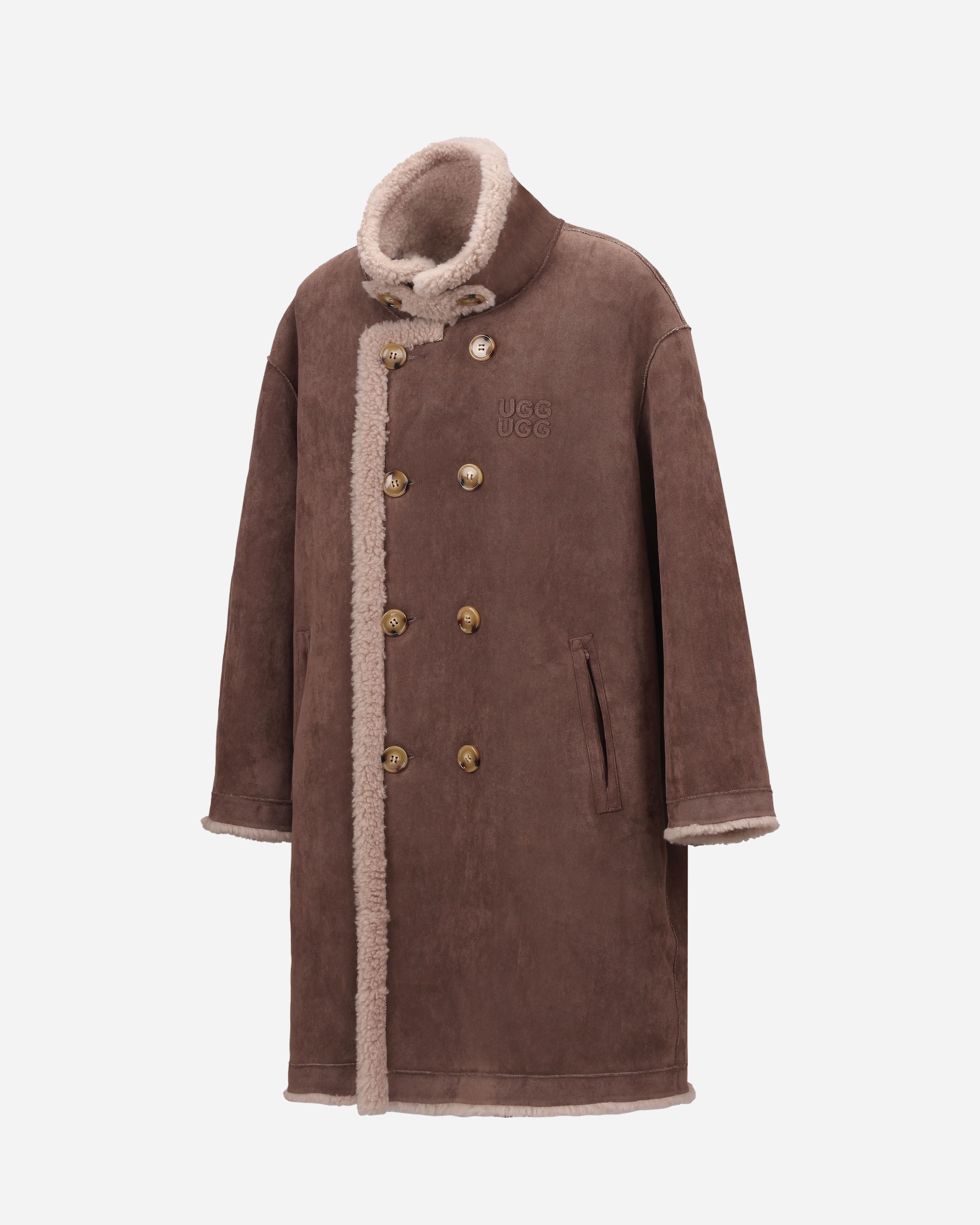 【2色入】UGG Ozlana 26AW Longline Double-Breasted Reversible Shearling Coat