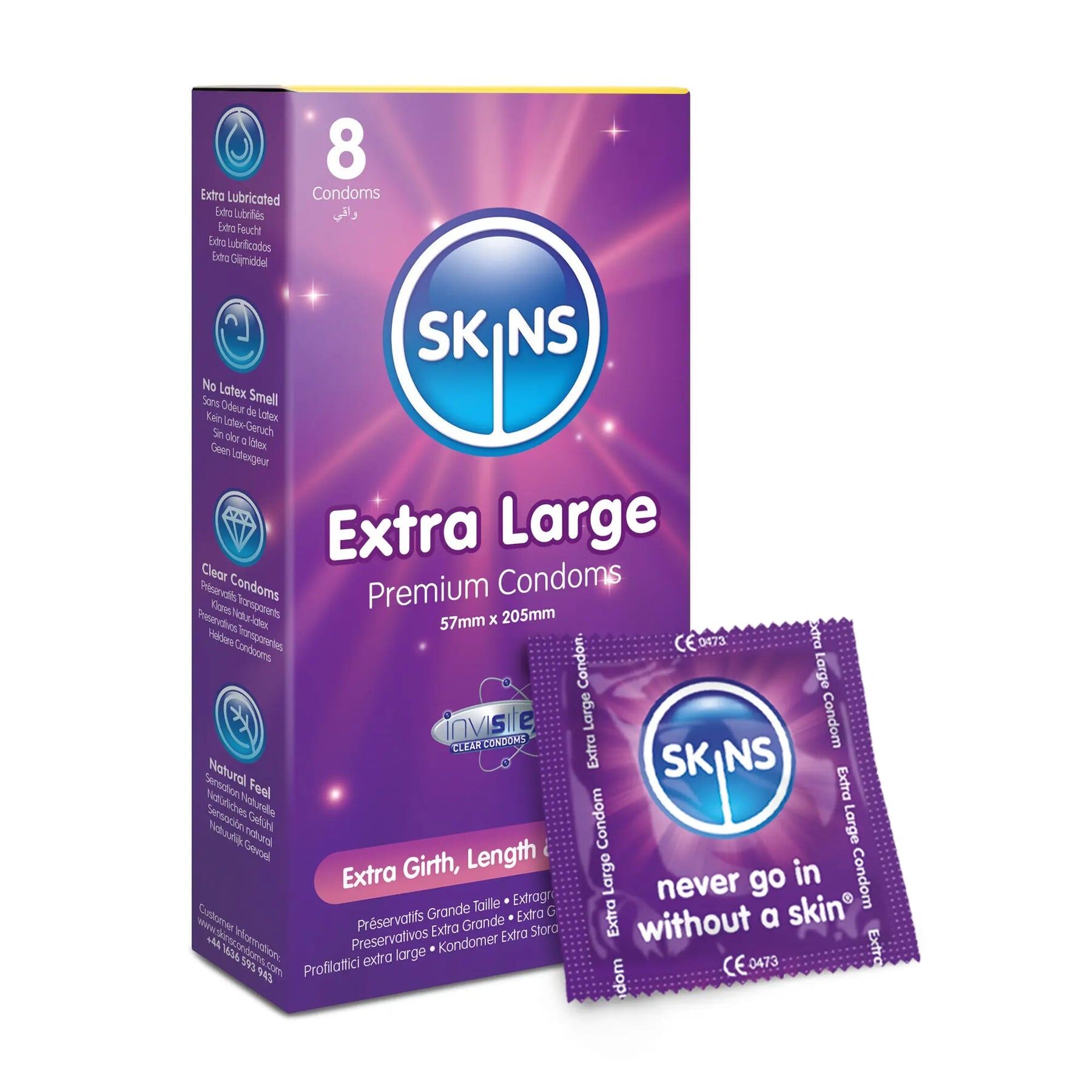 Skins Extra Large 加大碼 57mm 8片裝 乳膠安全套