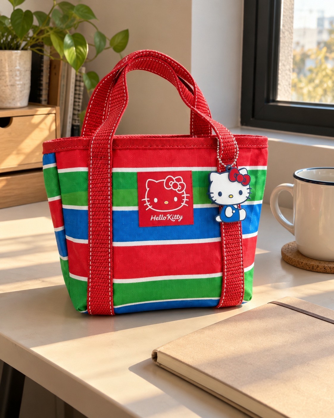 三麗鷗 Sanrio 復古 彩色 條紋 茄子袋 附掛飾 四款