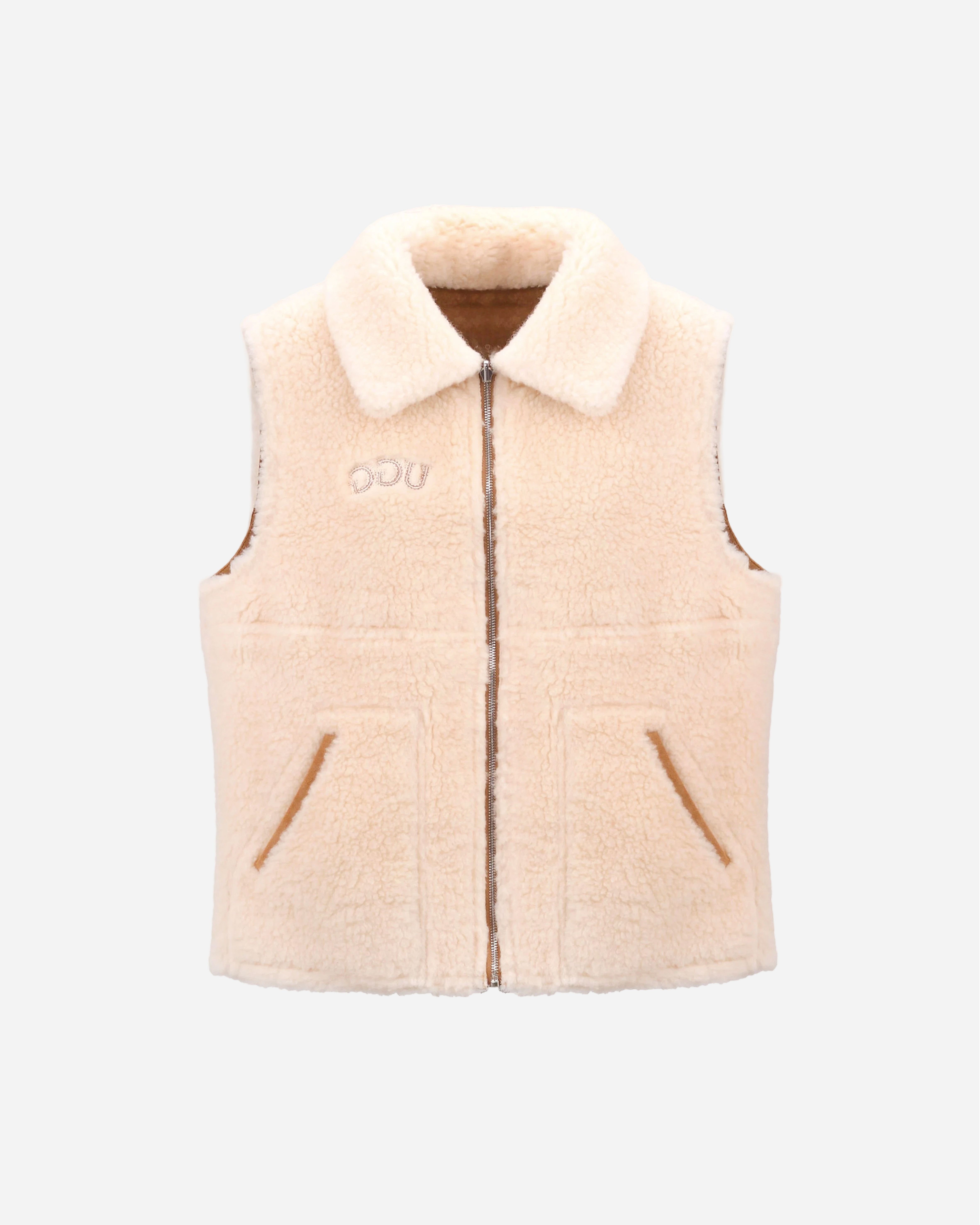 UGG Ozlana 26AW Logo Utility Reversible Shearling Vest