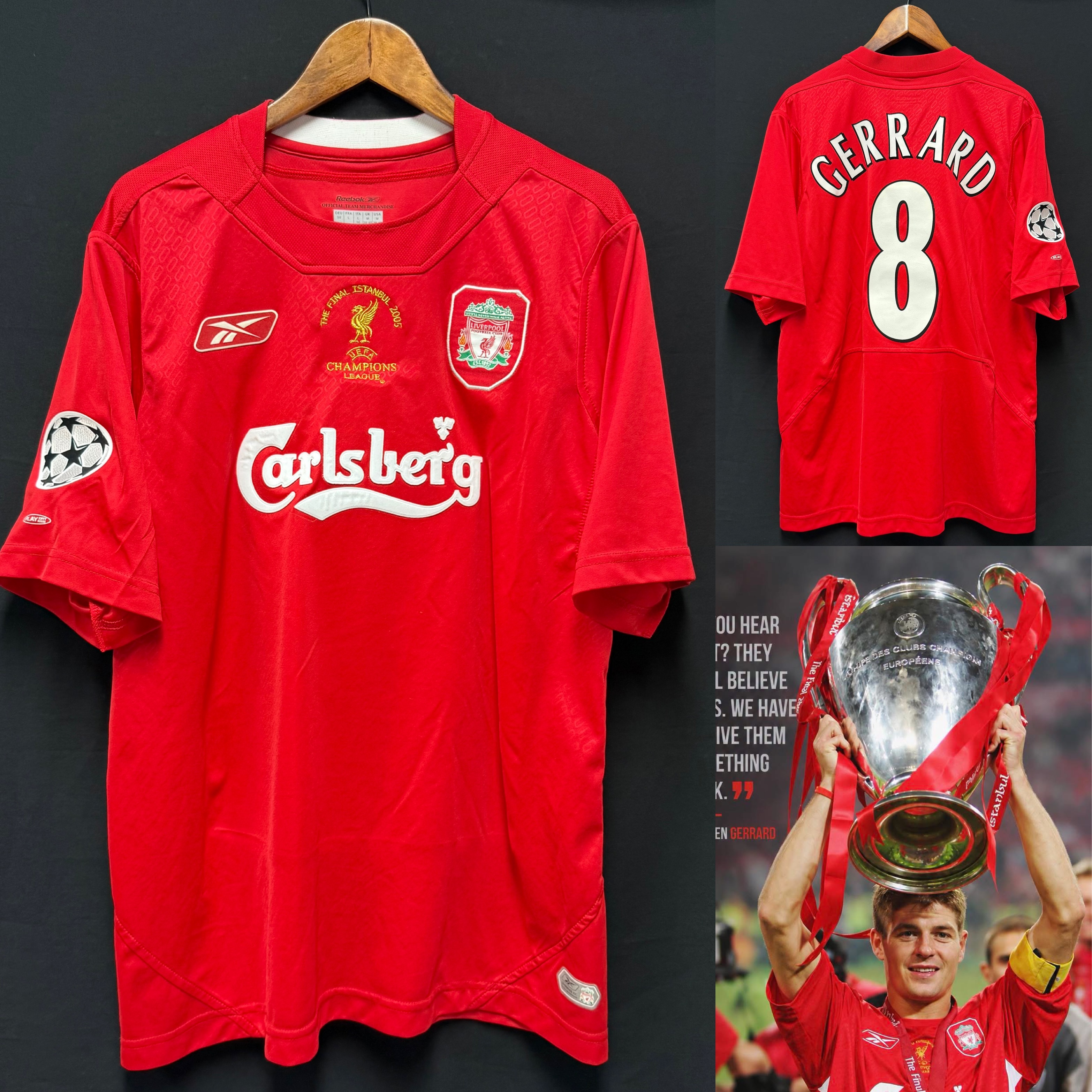 Liverpool 2004-2005 UEFA Champions League Final Reebok Home Shirt #8 GERRARD