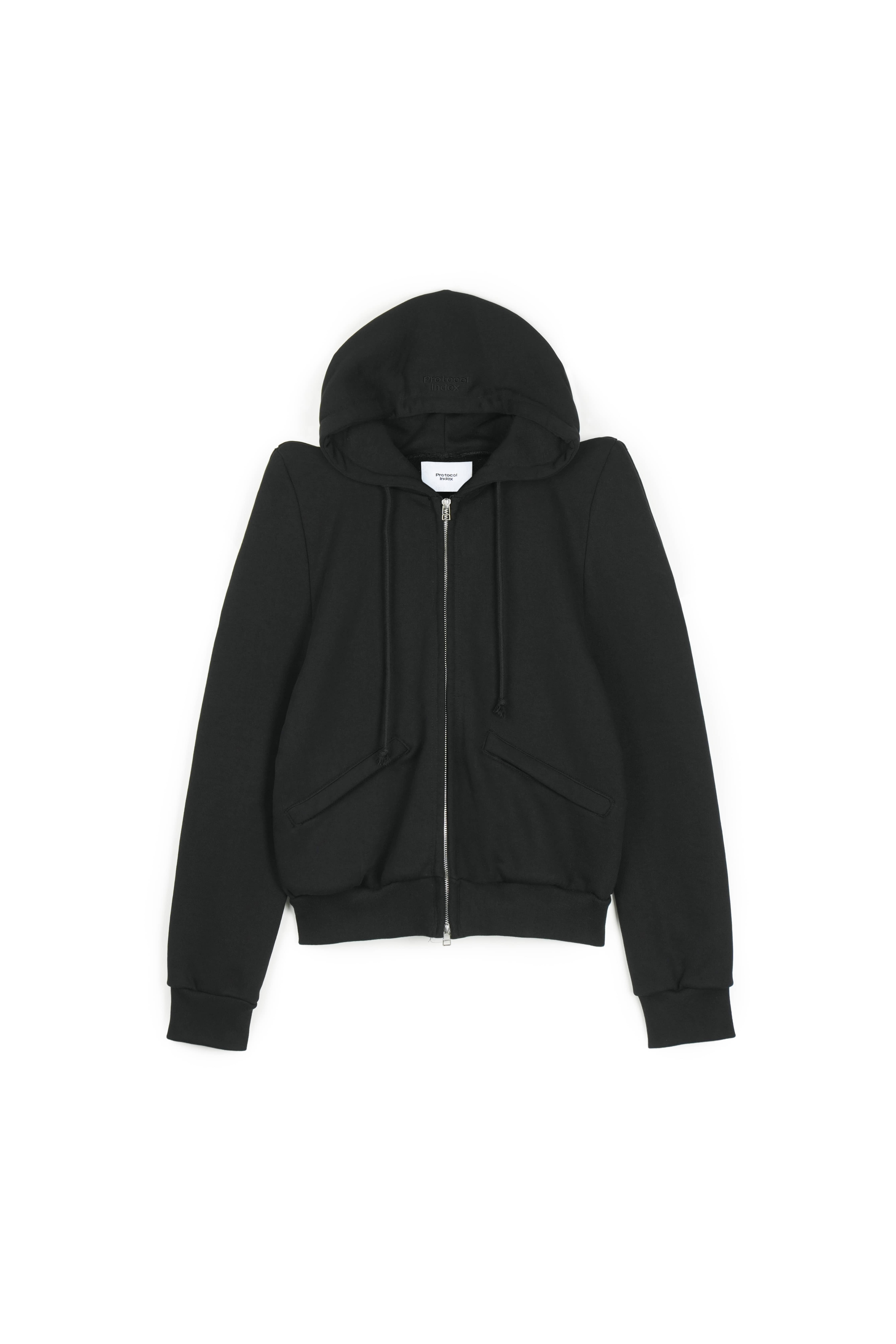 Protocol Index｜Glam Shoulder Zip Hoodie (Black)