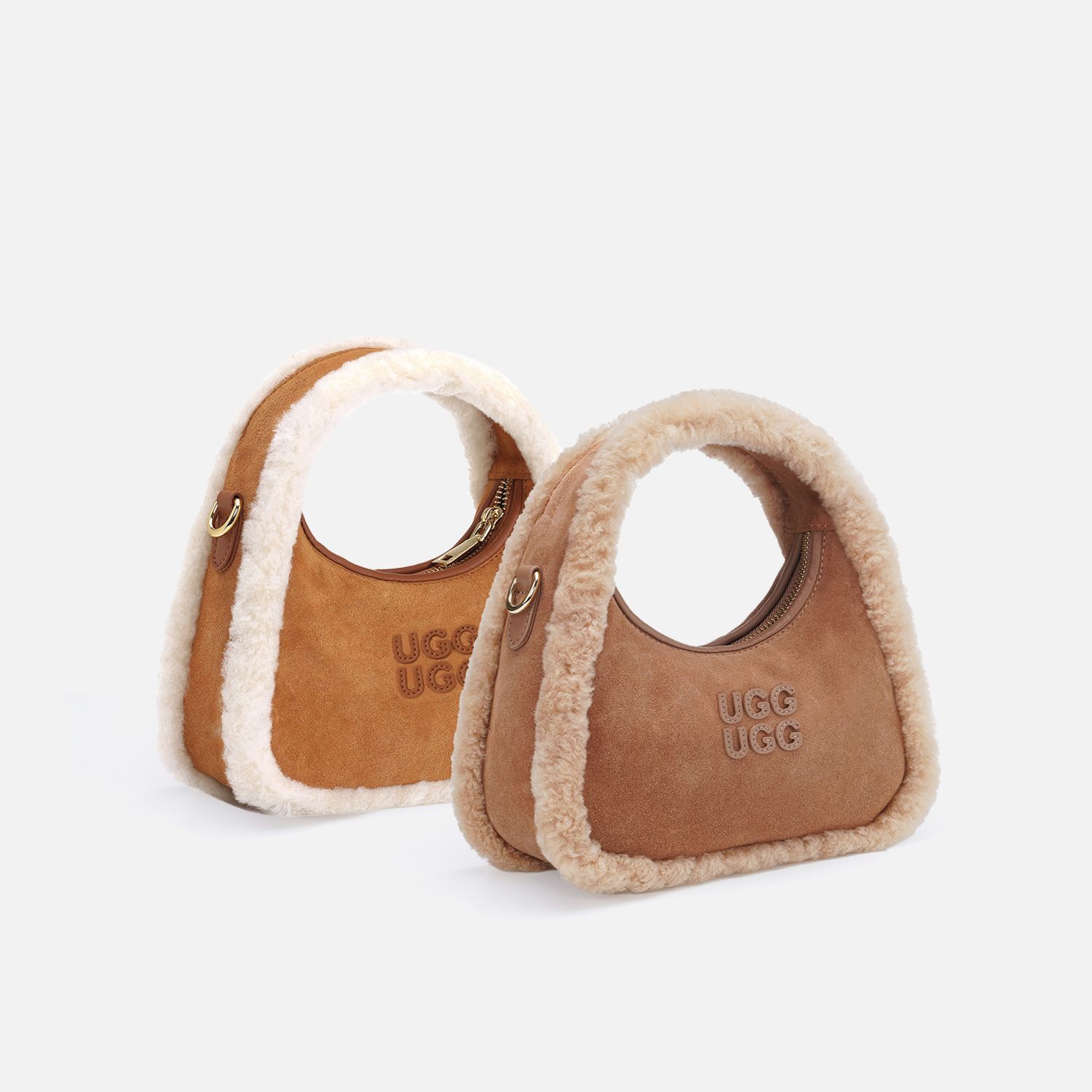 【2色入】UGG 26AW Ozlana Logo Shearling Crescent Bag