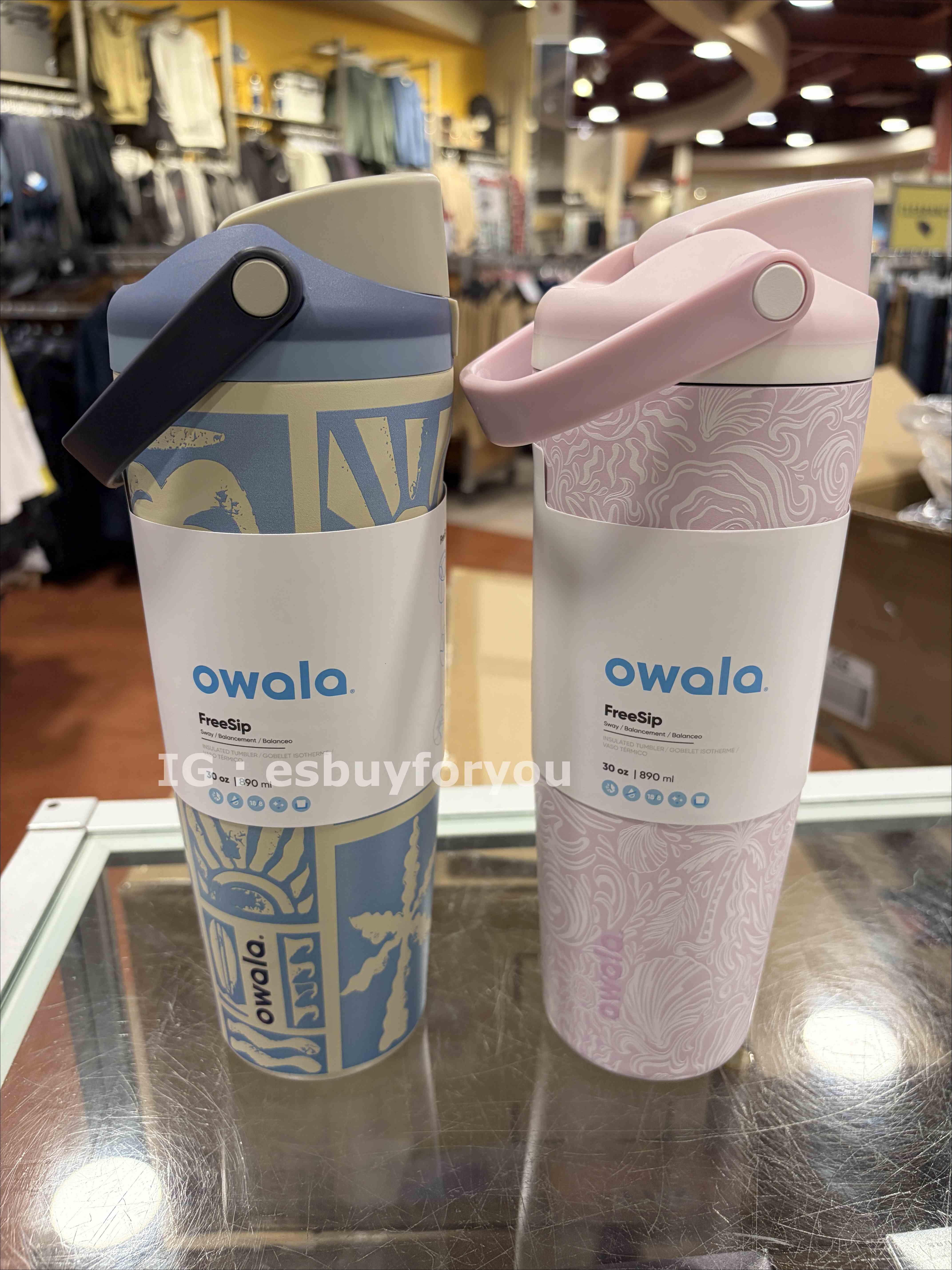 Owala(890ml 30oz) 手提款 造型滿版 不鏽鋼 Sway FreeSip 水壺 (內有吸管) (2款)