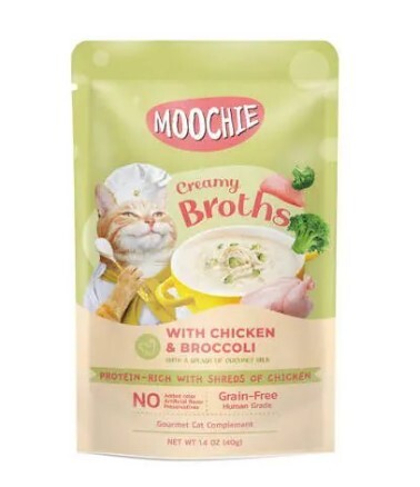 Moochie 貓濕糧．濃湯系列 雞肉+西蘭花40g (原盒16包)