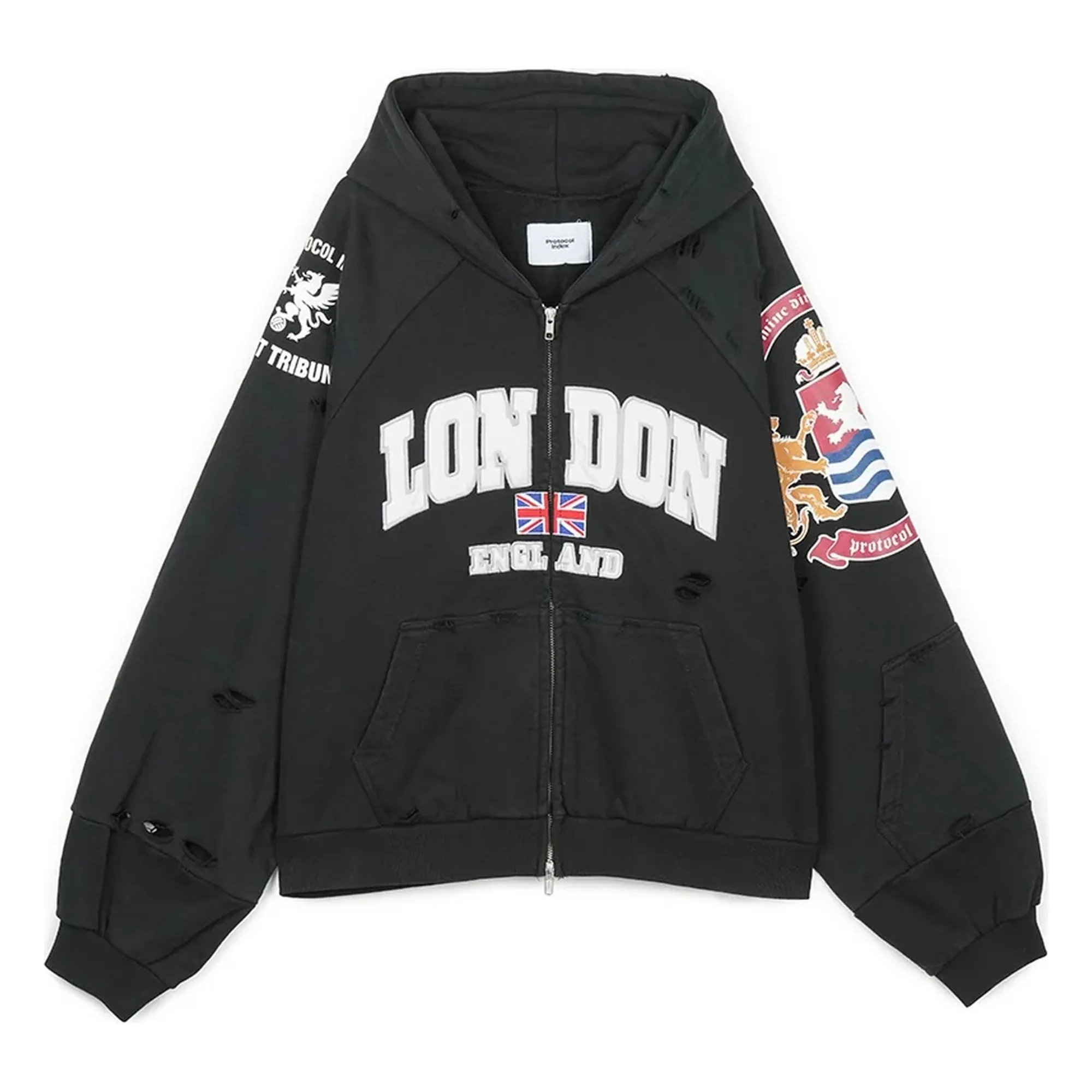 Protocol Index｜Folded Zip Hoodie London (Black)