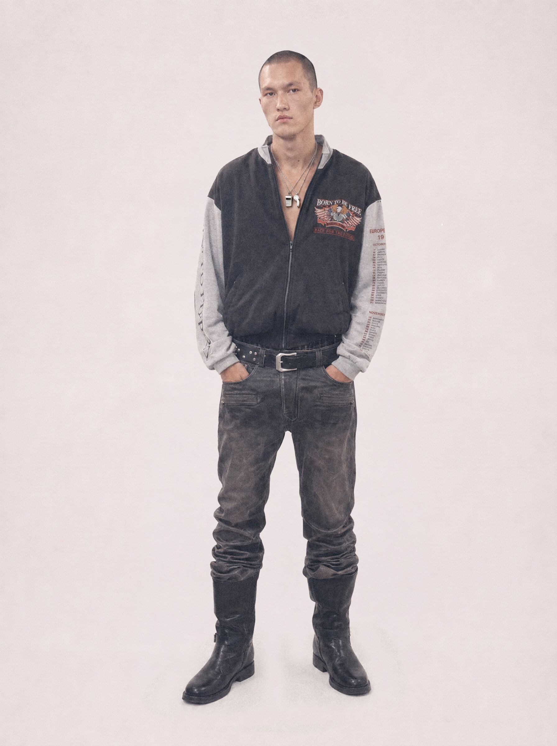 Protocol Index｜Color - Blocked Jersey Zip - Up (Black)
