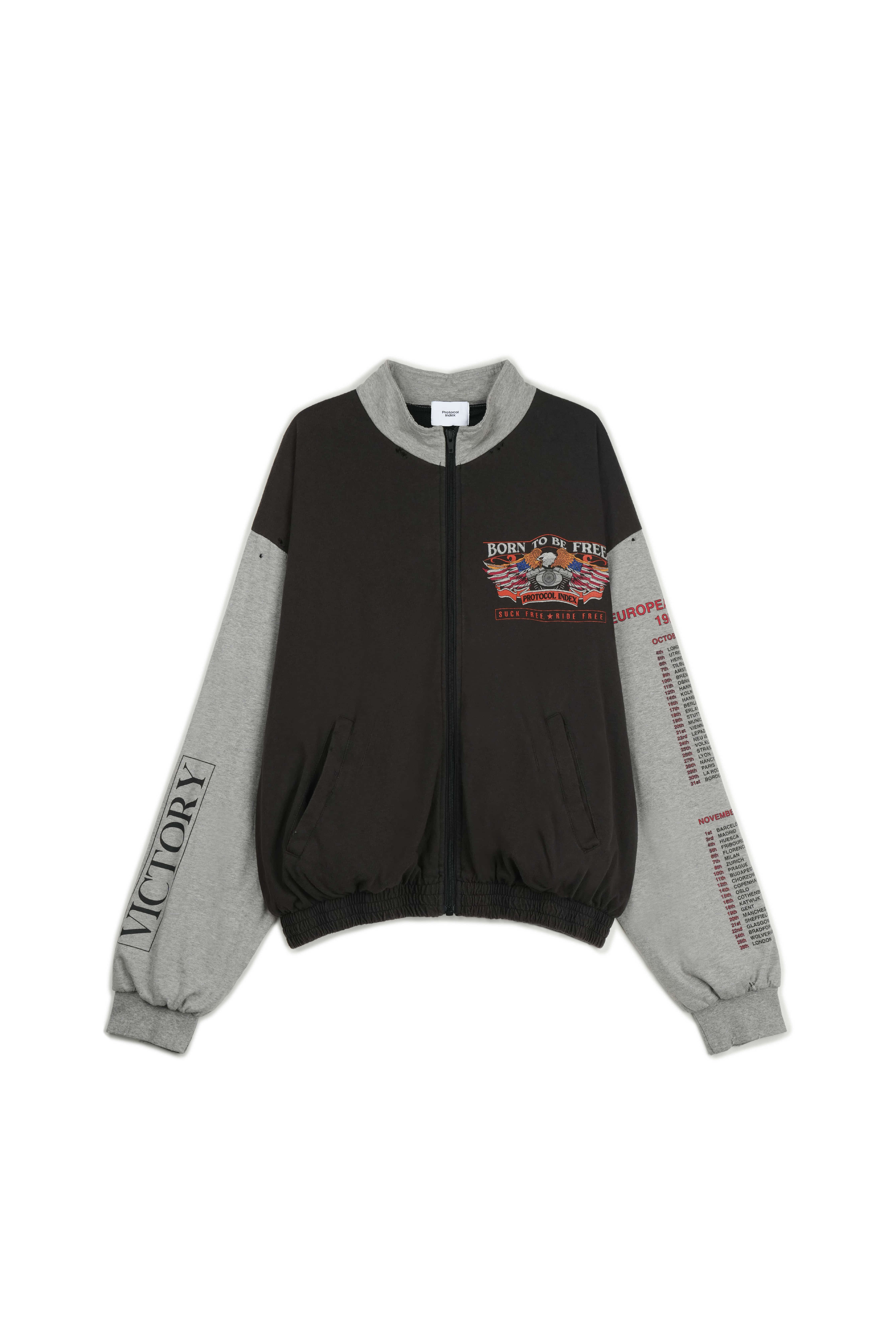 Protocol Index｜Color - Blocked Jersey Zip - Up (Black)