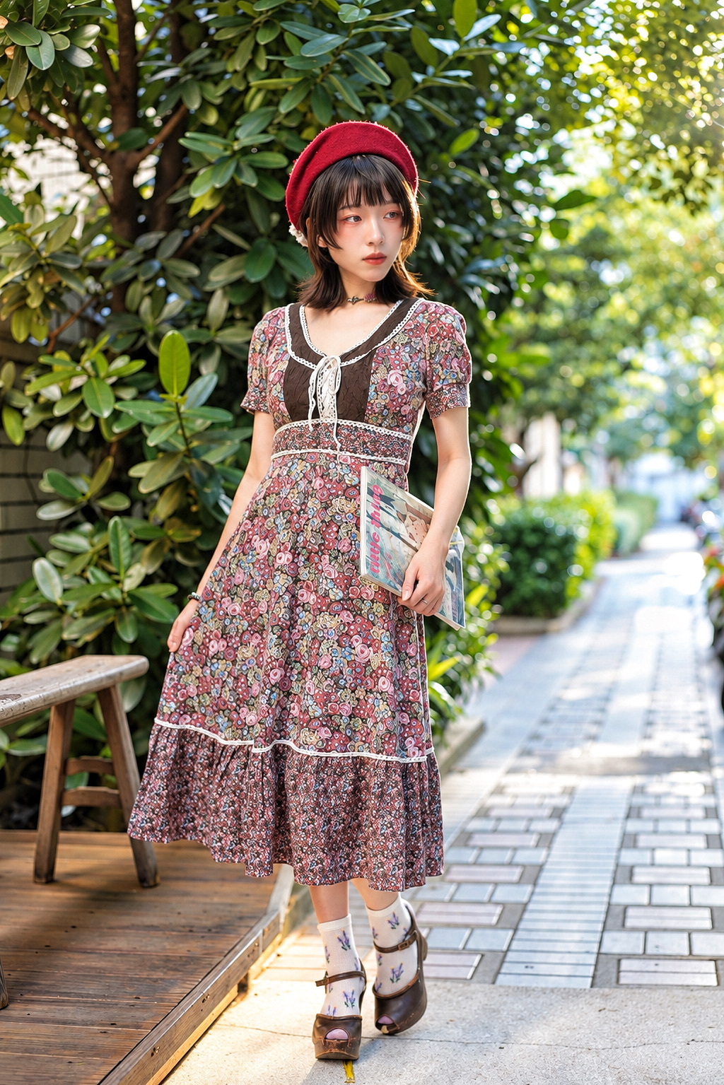 Vintage 70s Floral Dress 70年代玫紅碎花草原風古著洋裝