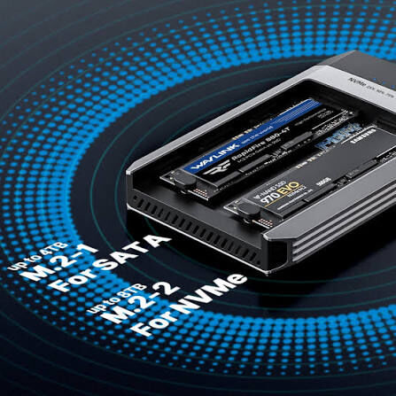 Wavlink 雙槽 M.2 NVMe 與 SATA 離線對拷外接盒