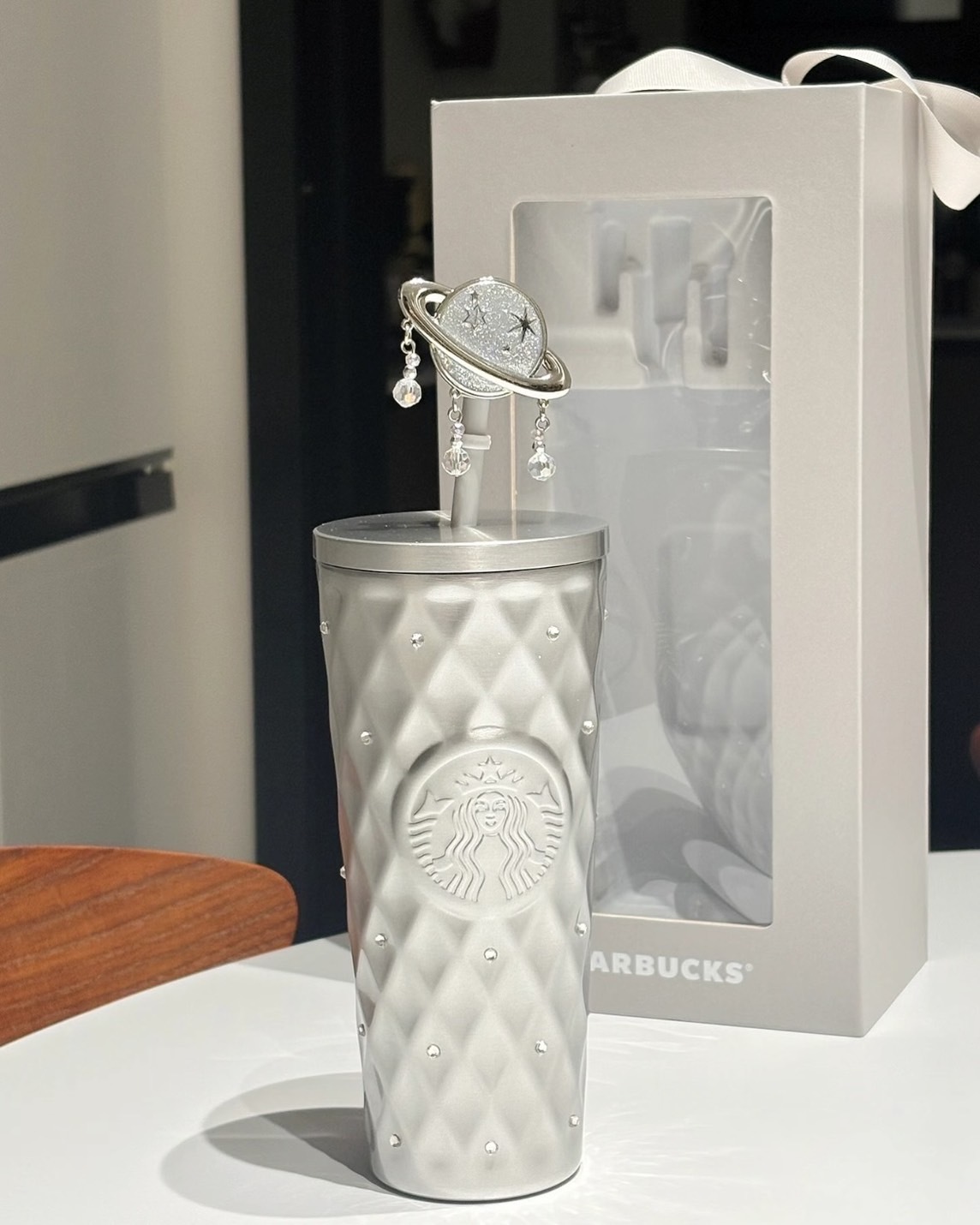 STARBUCKS 星巴克 紫夜星河系列 璀璨銀 造型 吊飾 保溫杯 吸管杯 600ml