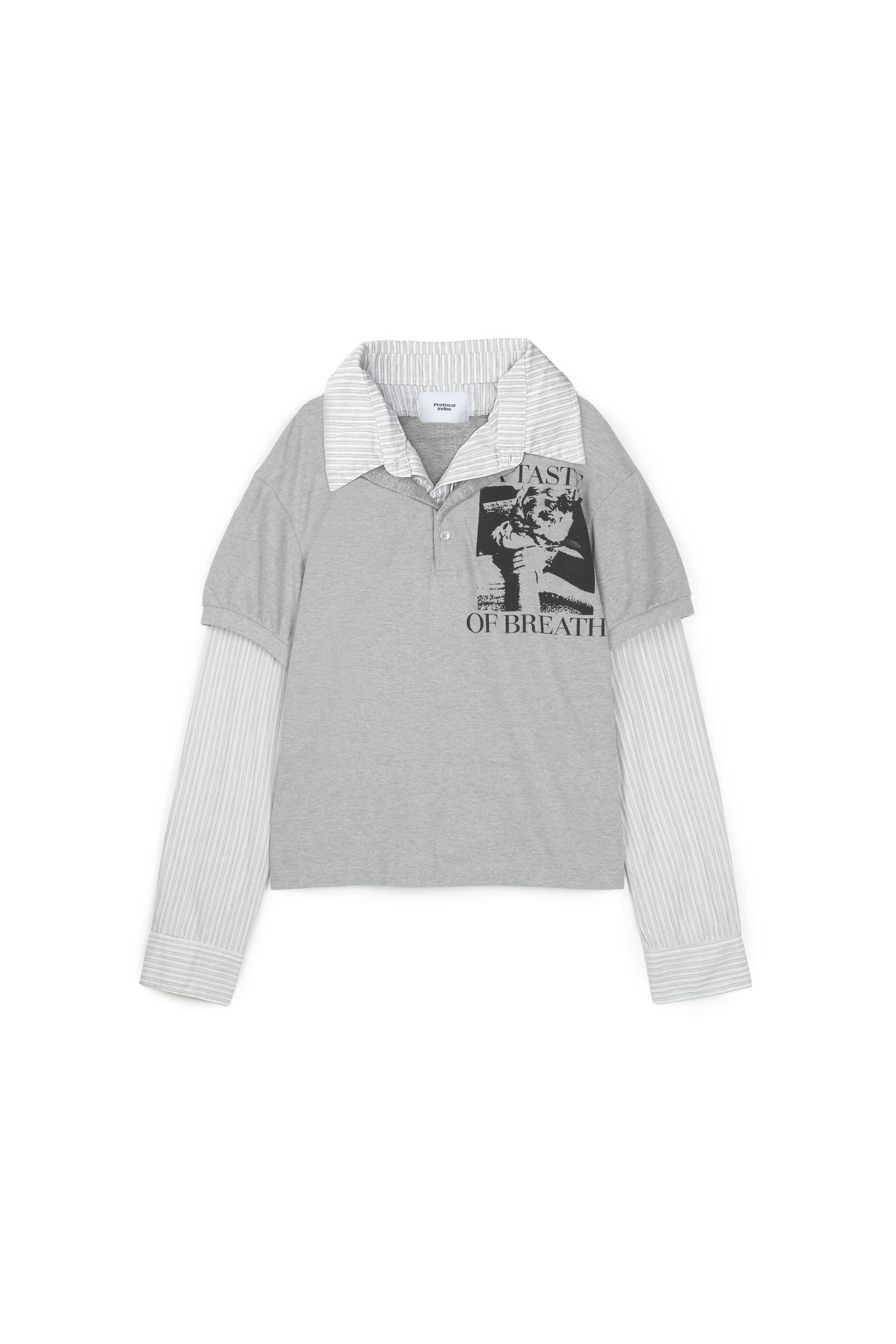Protocol Index｜Layered Polo Shirt (Melange Grey)