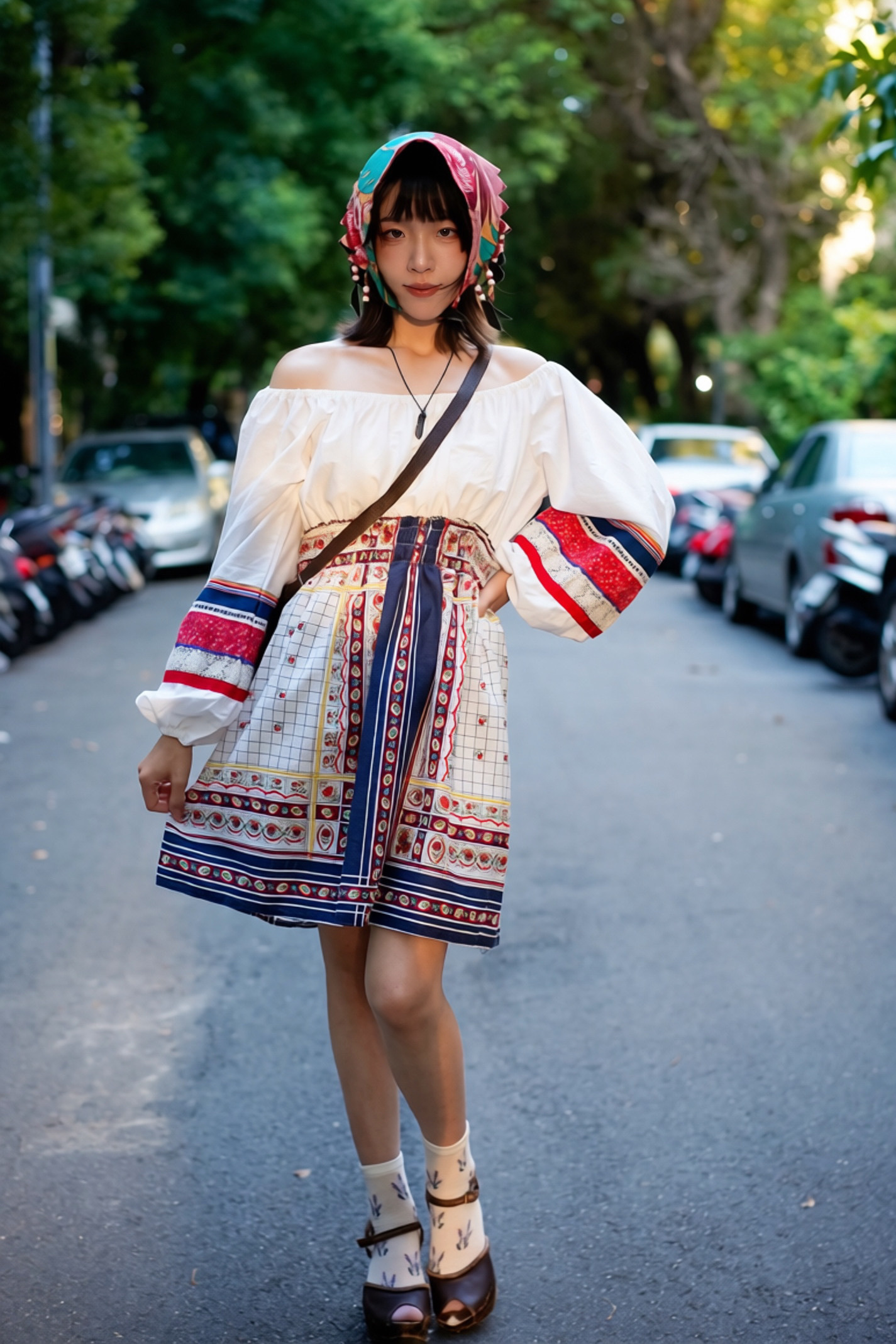 Impression Vintage Folk Dress 波西米亞民族風印花拼接古著洋裝