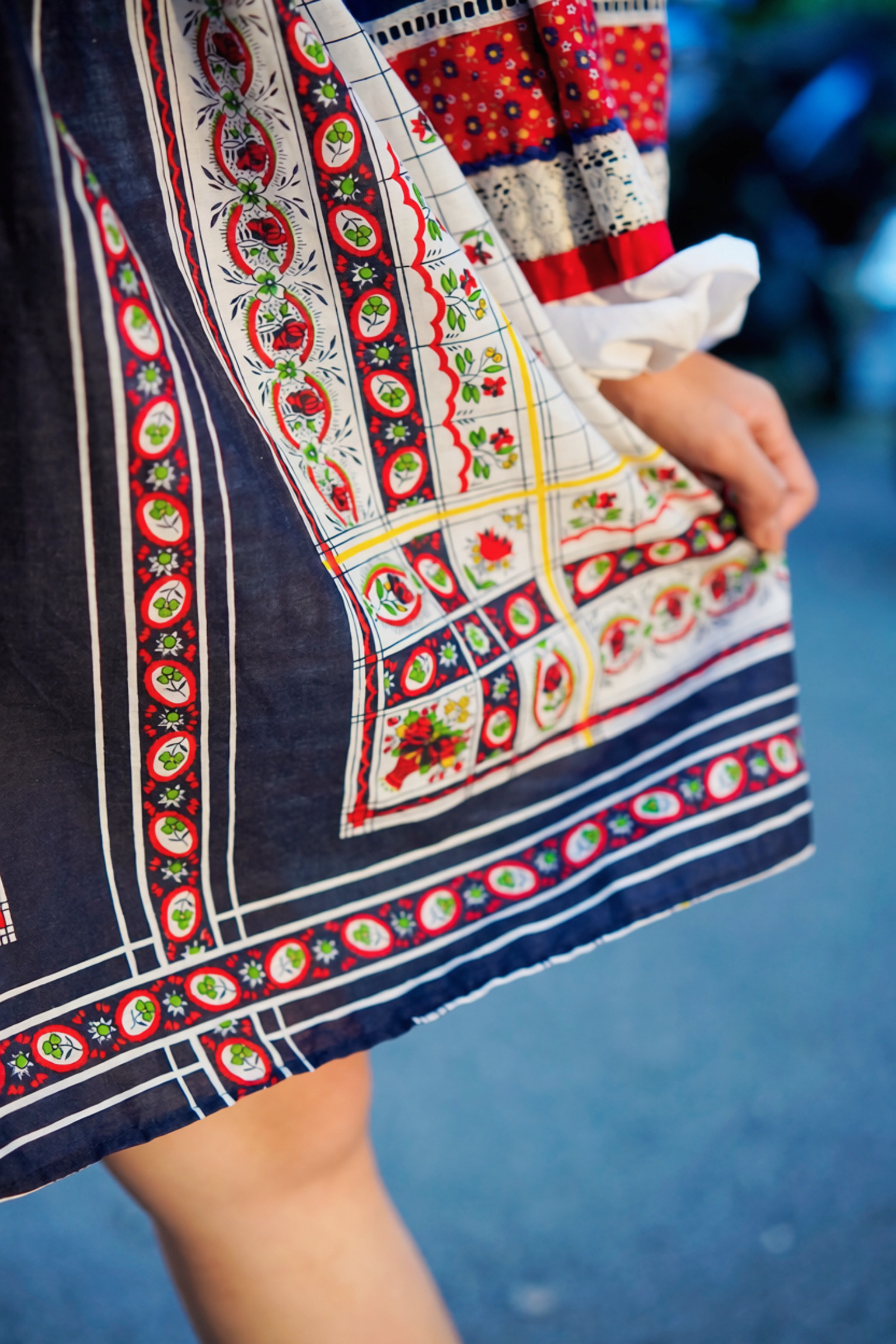 Impression Vintage Folk Dress 波西米亞民族風印花拼接古著洋裝