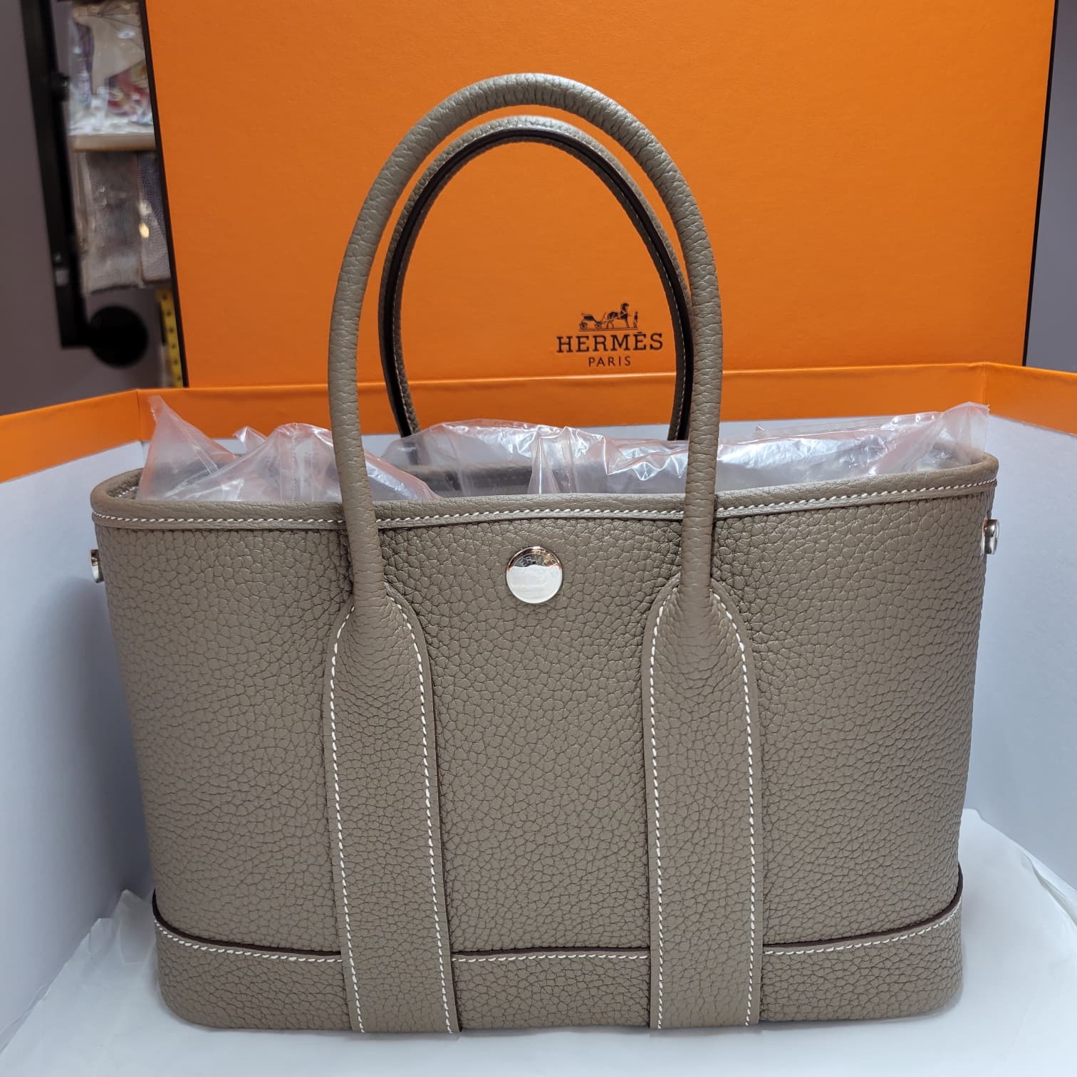 HERMES MINI GARDEN PARTY 23 ETOUPE CK NEGONDA