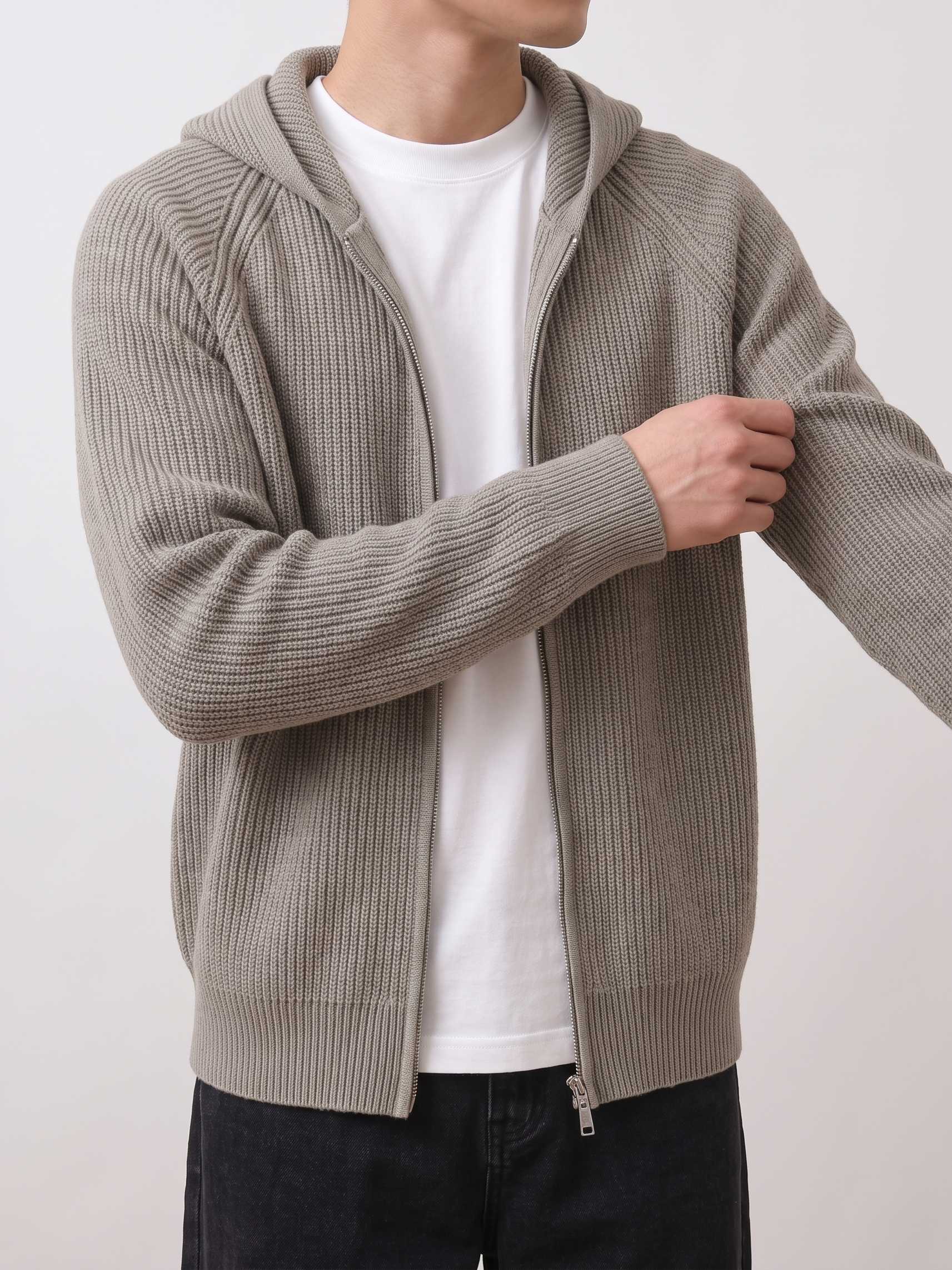 [1atm] Knit Casual Hooded Jacket project-083 design™ by 1atm