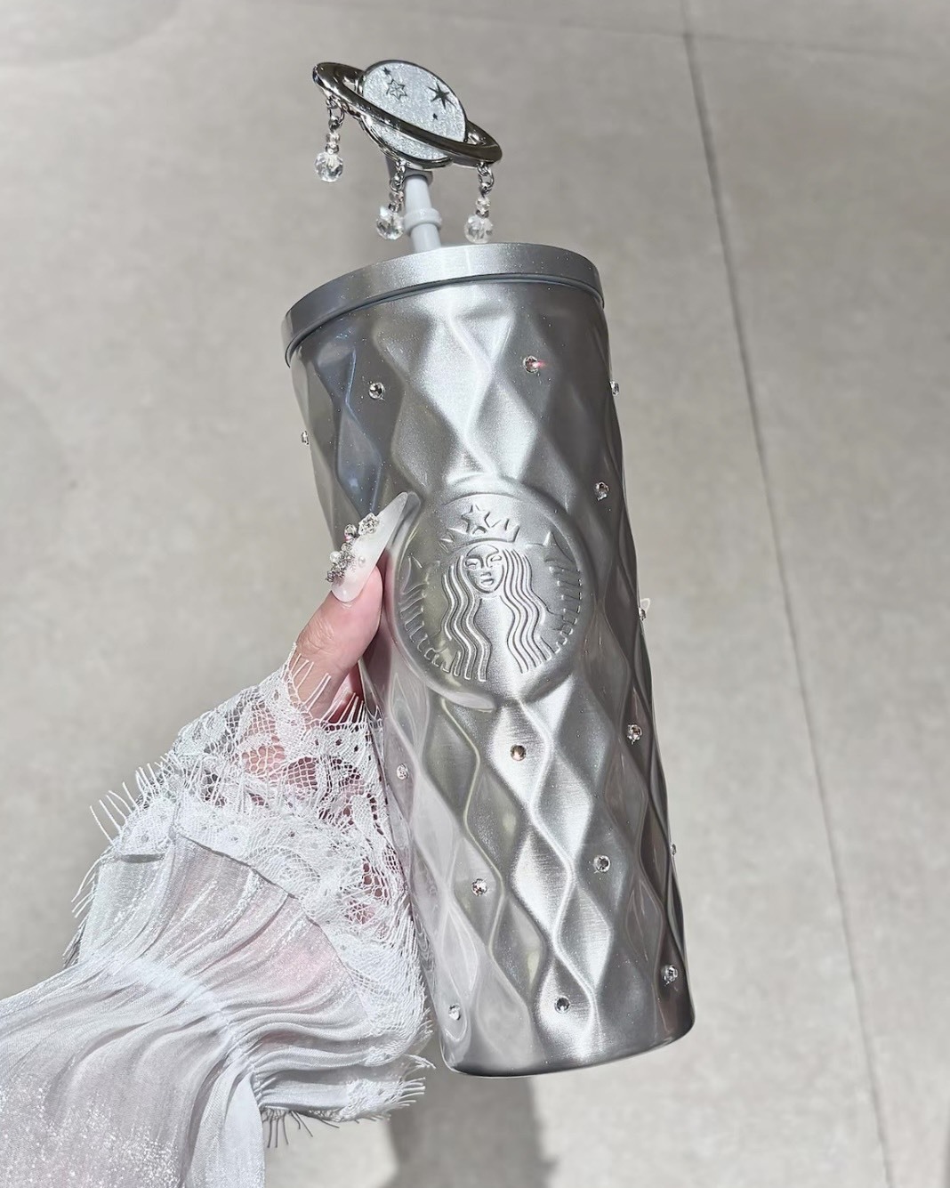 STARBUCKS 星巴克 紫夜星河系列 璀璨銀 造型 吊飾 保溫杯 吸管杯 600ml