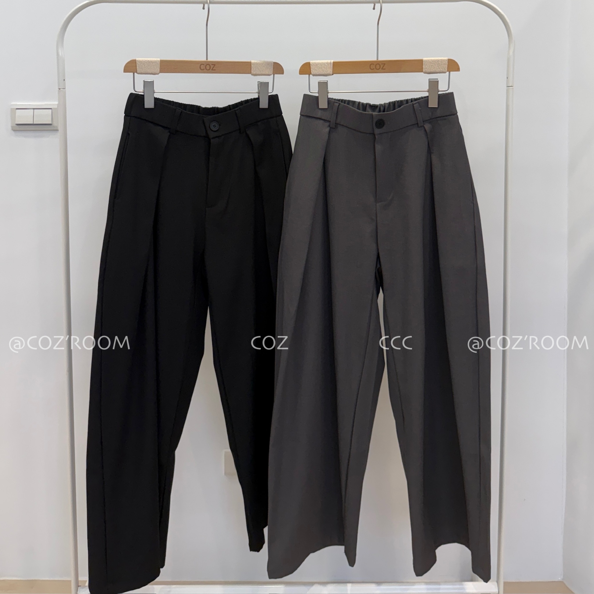 A6- egg推薦！高磅數倒v打摺繭型西褲 F size (2色) _66005
