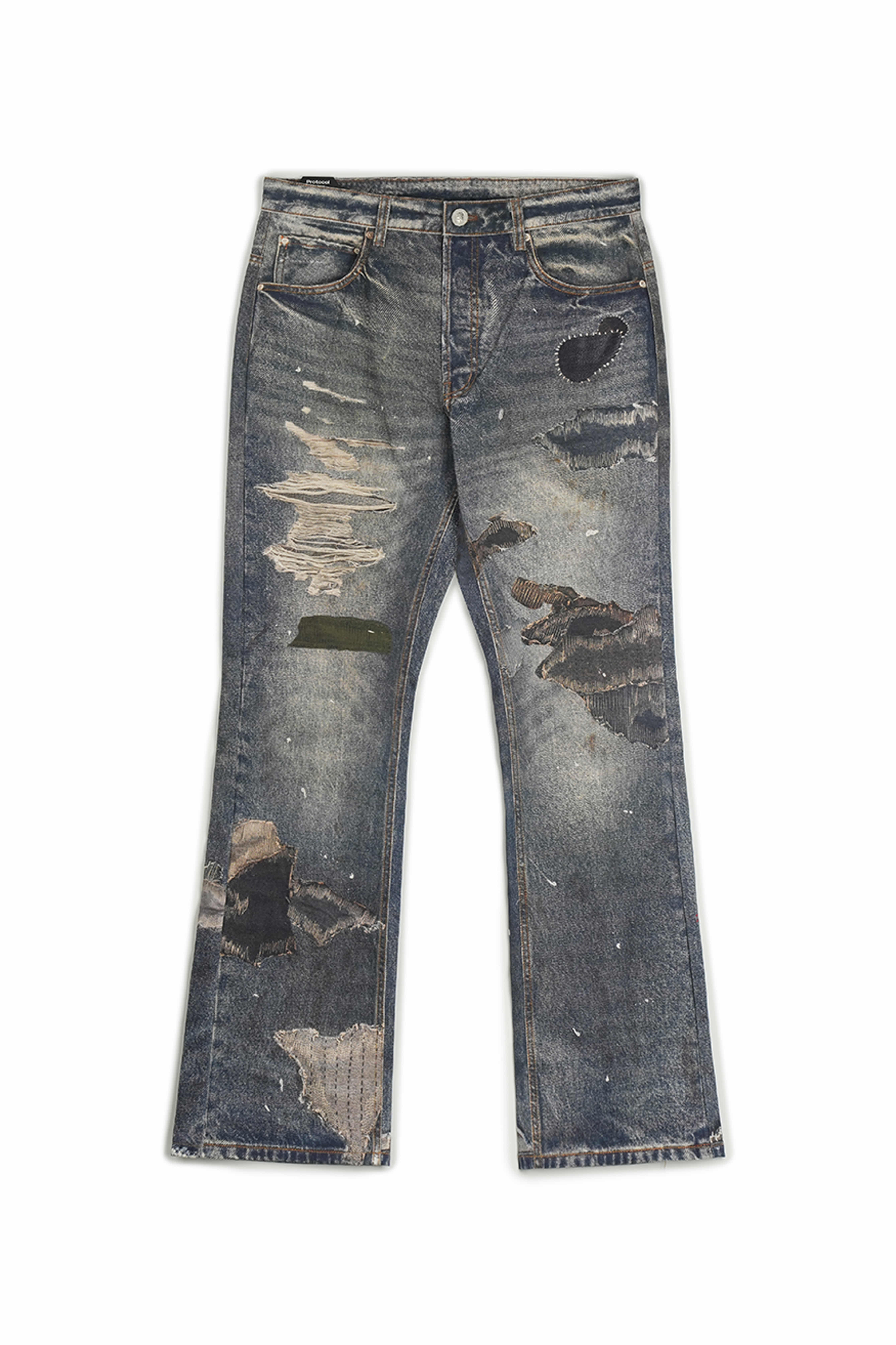 Protocol Index｜Trompe-l'œil Semi Flare Pants (Blue)