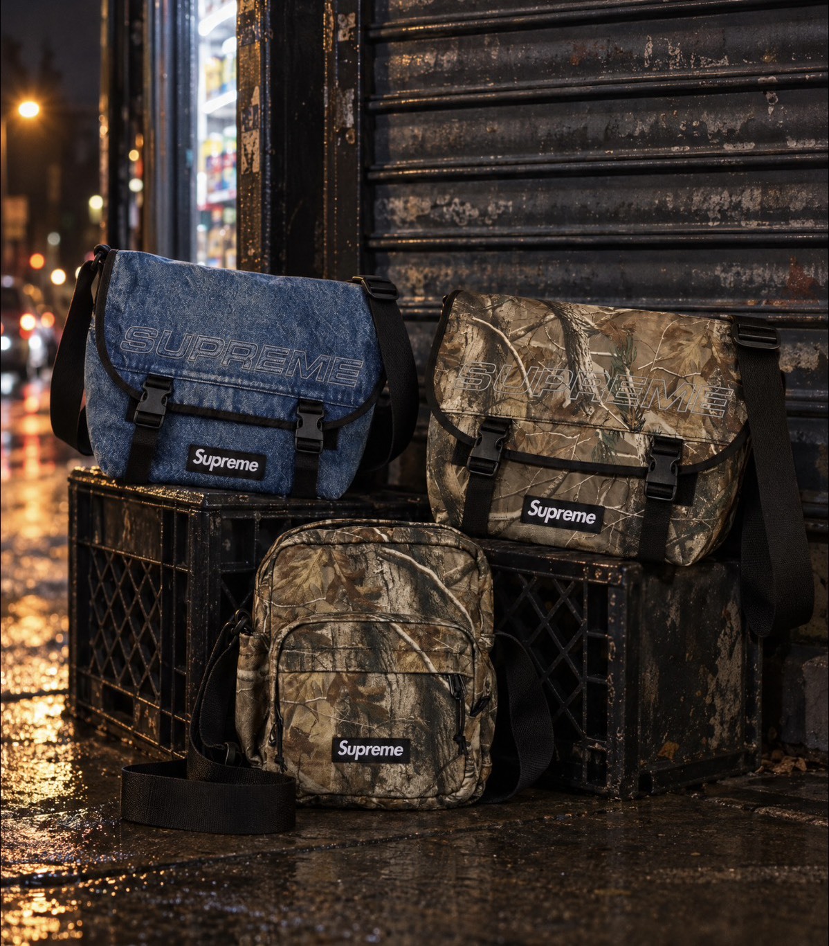 【APAIR】現貨優惠 SUPREME 25FW 丹寧 落葉 單肩包 郵差包