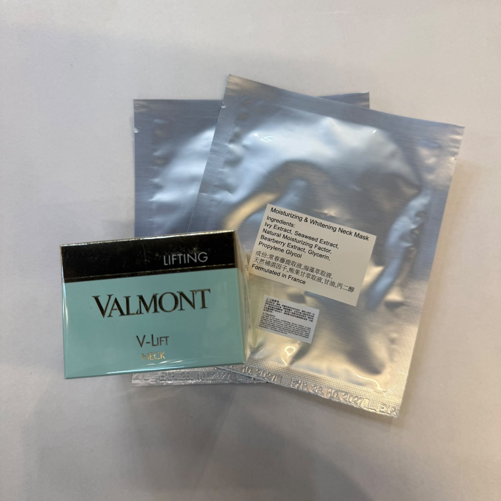 關鍵字 E9 – VALMONT v-lift neck cream + moisturizing & whitening neck mask x2優惠價$1050