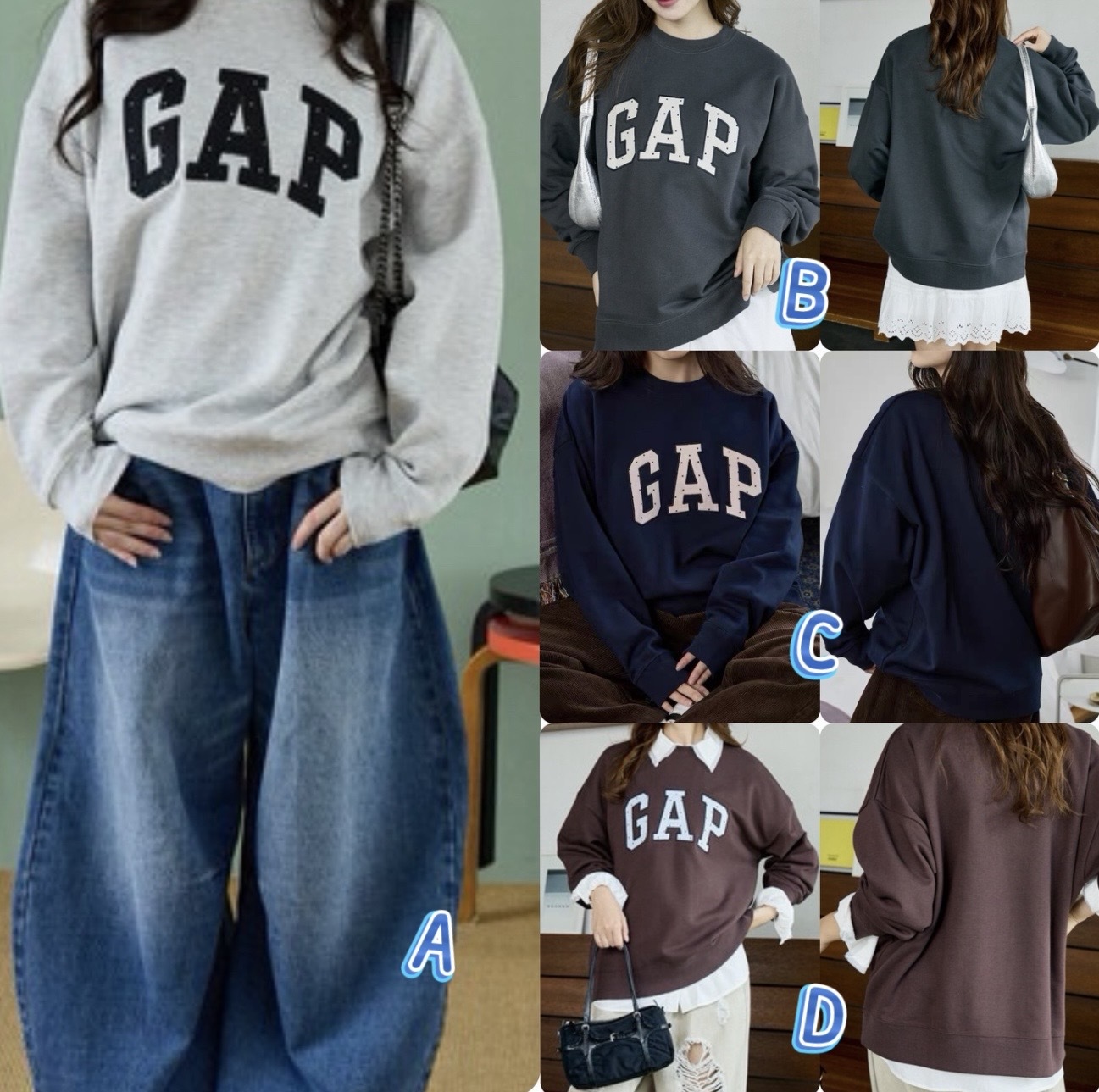 G*A*P 簡約胸前印大Logo長袖衛衣 -fd26a952-261031