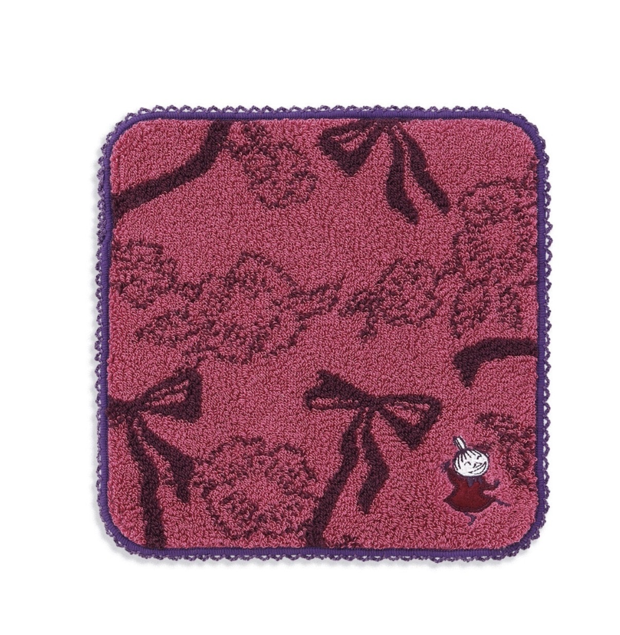 JP 阿美 刺繡花邊造型方巾 深粉 3357 TK261009