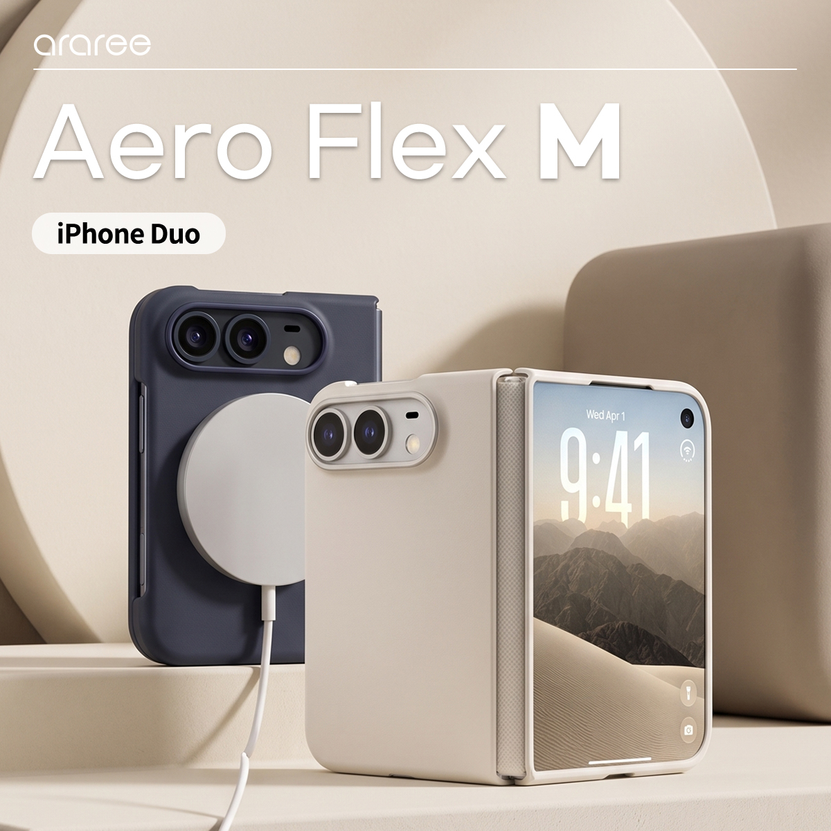 【韓國 Araree】Aero Flex M [奶白色] iPhone Duo 保護殼 (原裝行貨)