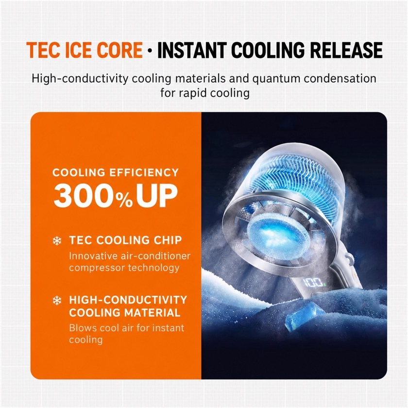 GUXON Ice Fan handheld fan, TEC cooling core