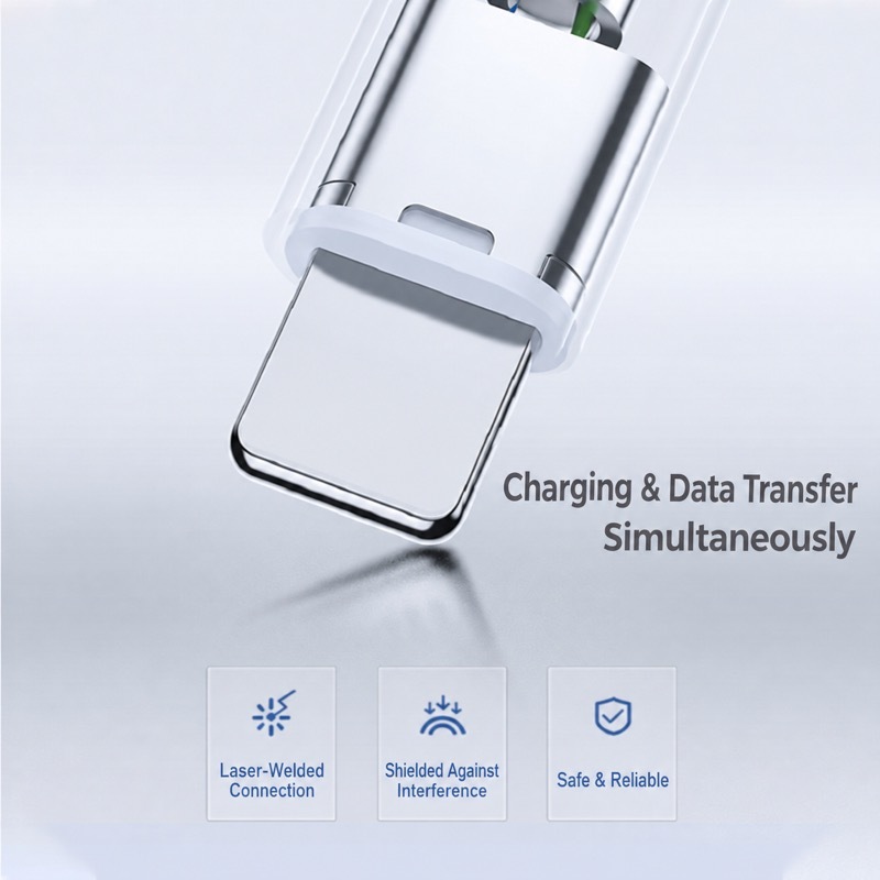 Charging and data transfer run at the same time, with laser-welded connection, shielding against interference and safe, reliable operation